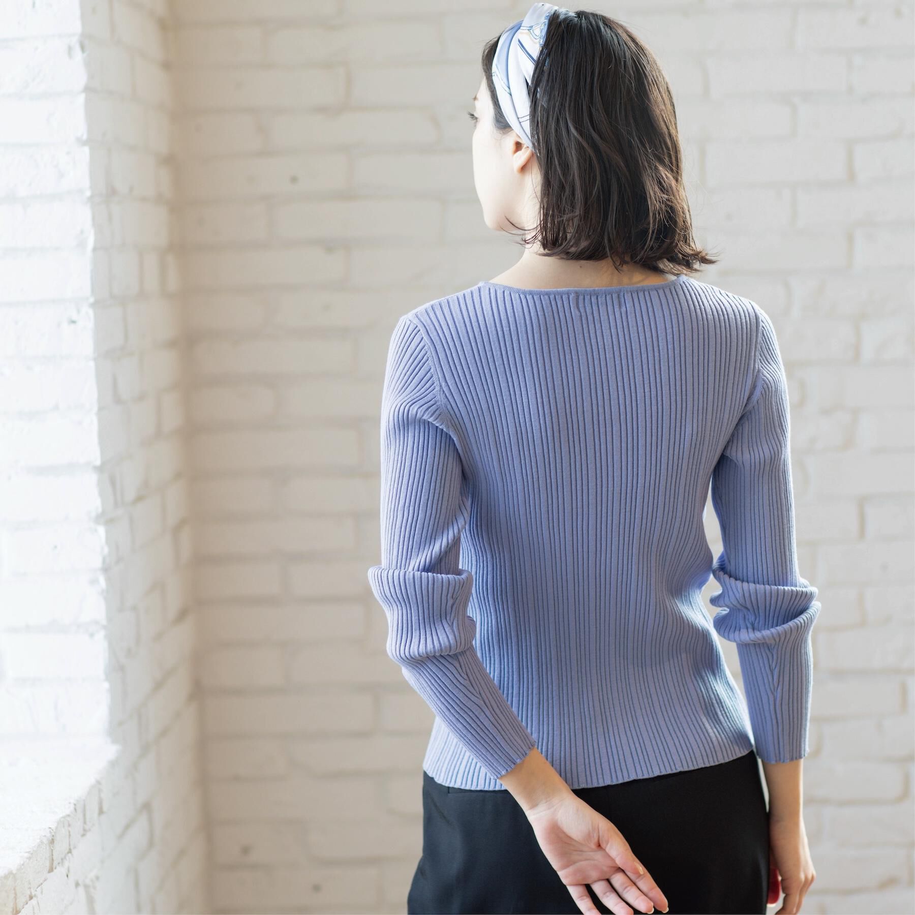 OPAQUE.CLIP「シルバー多ボタン ランダムリブニットカーディガン【洗濯機OK】」|カーディガン|