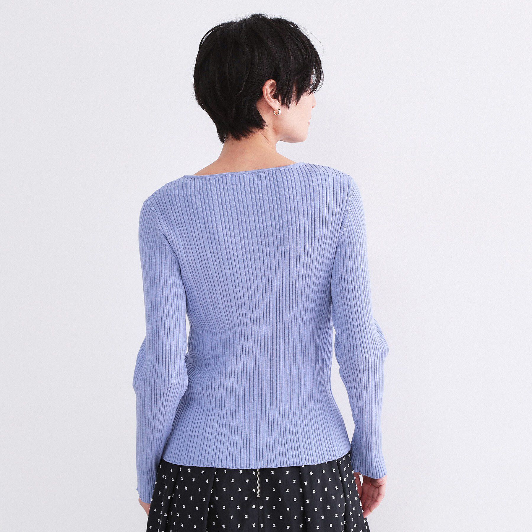 OPAQUE.CLIP「シルバー多ボタン ランダムリブニットカーディガン【洗濯機OK】」|カーディガン|