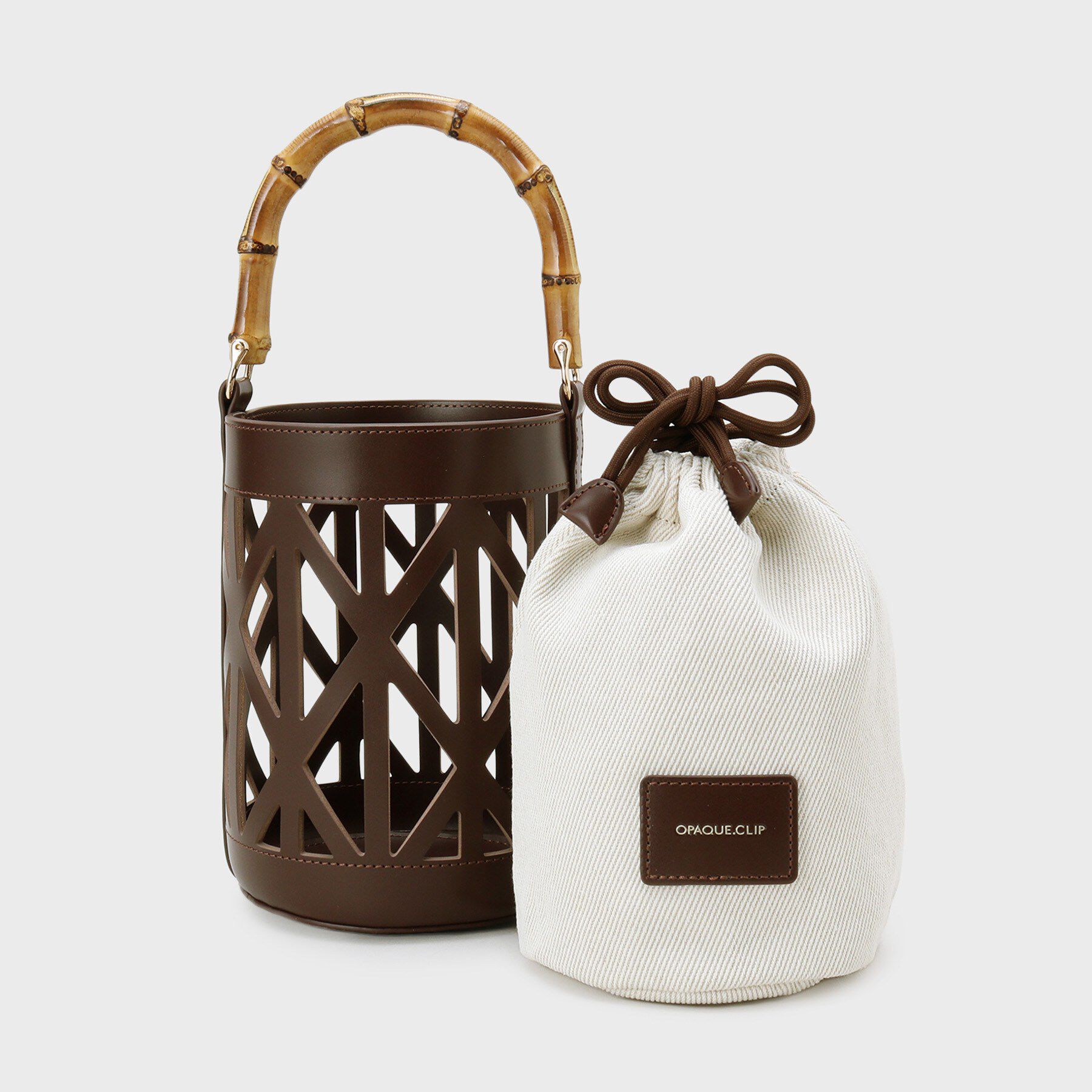OPAQUE.CLIP「バンブーハンドルパンチングバケツ型バッグ」|ハンドバッグ|