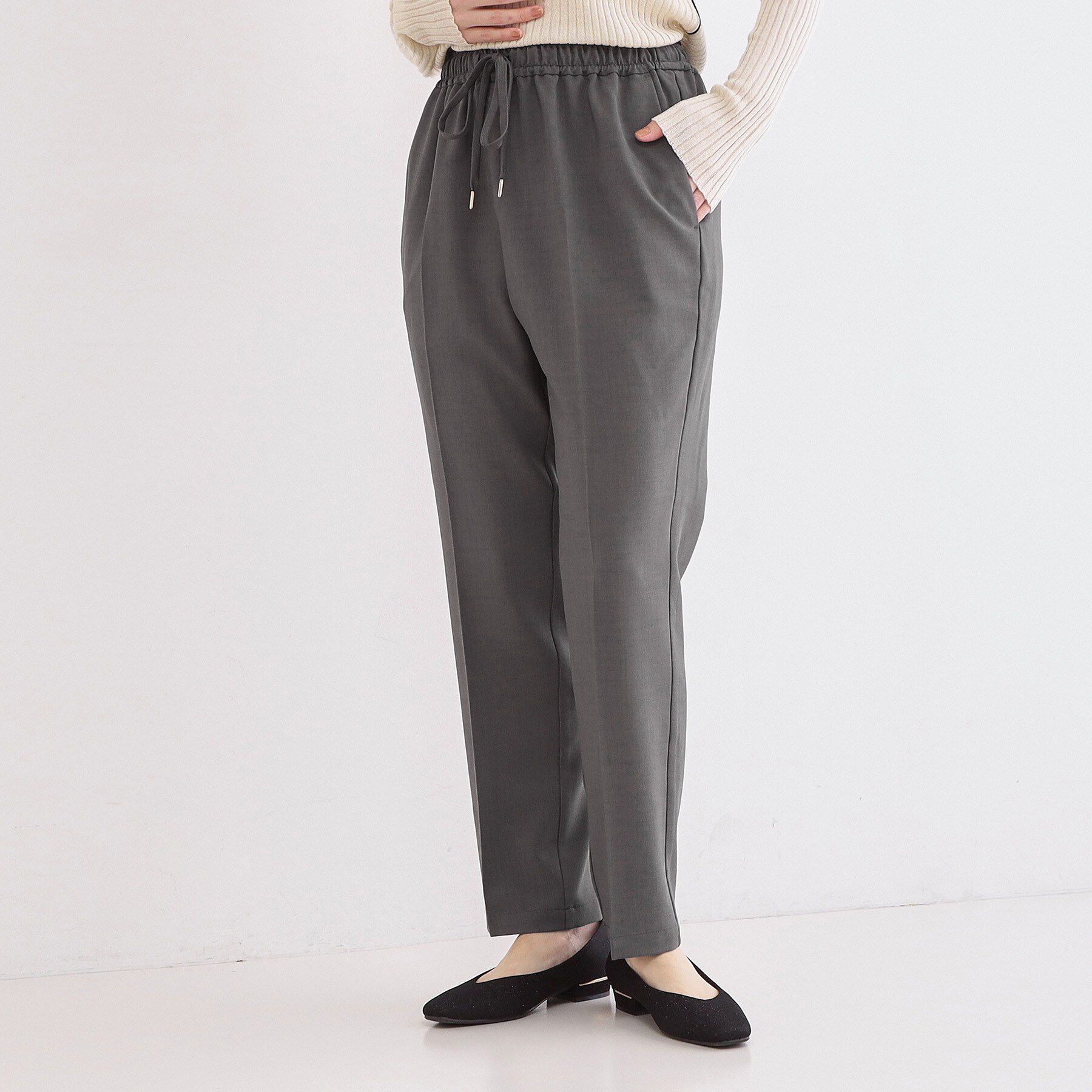 OPAQUE.CLIP「美脚ストレッチイージーテーパードパンツ【洗濯機OK】」|その他|チャコールグレー(0