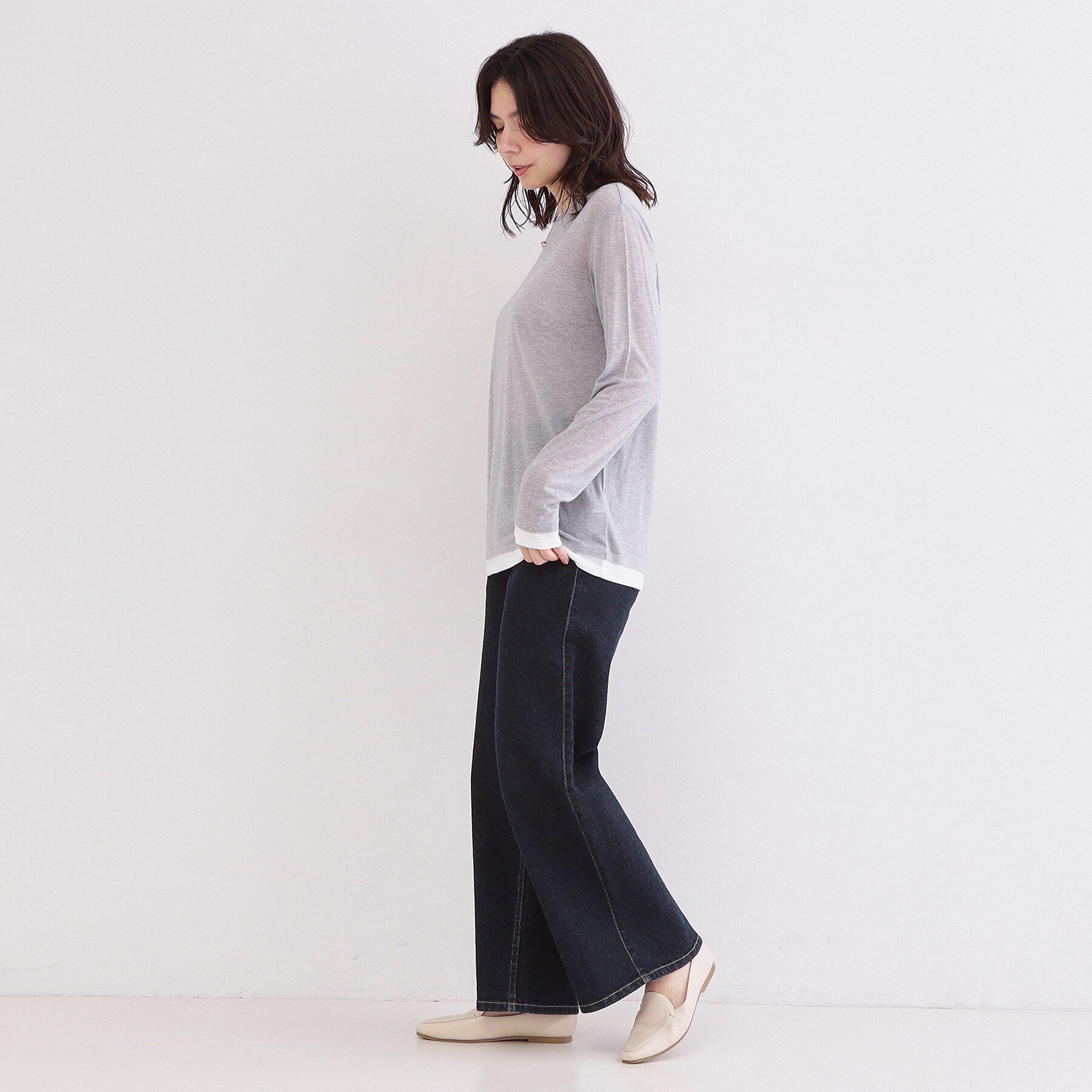 OPAQUE.CLIP「配色レイヤードロングスリーブTシャツ【洗える】」|Tシャツ・カットソー|