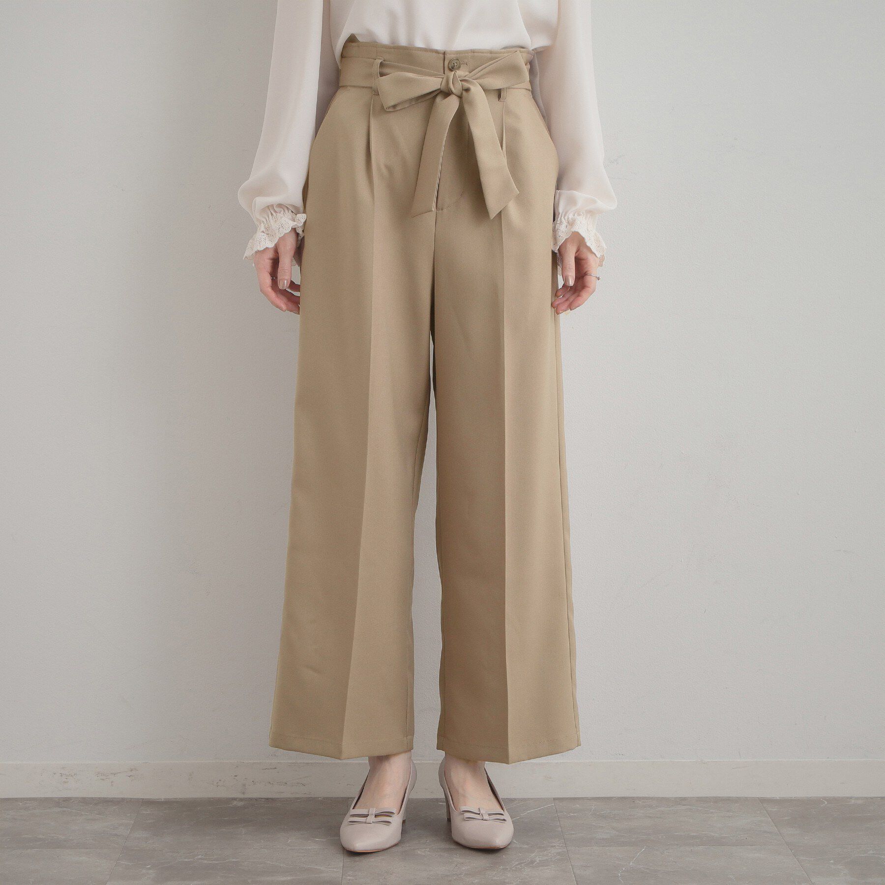 Couture broach「【洗える・通勤】ウエストリボン サスペンダー付きワイドパンツ」|その他|