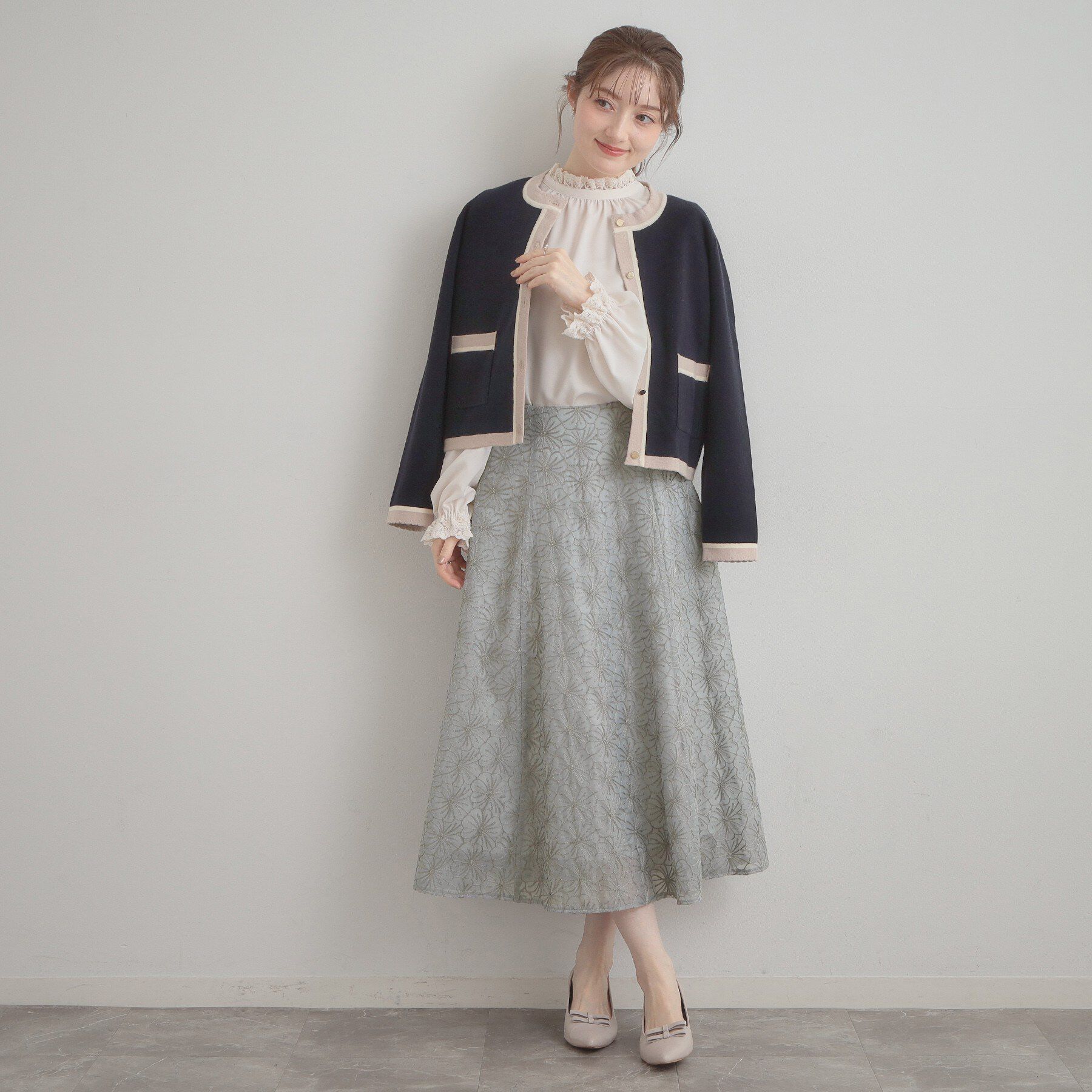 Couture broach「【洗える・着映え・通勤】フラワーエンブロスカート」|スカート|