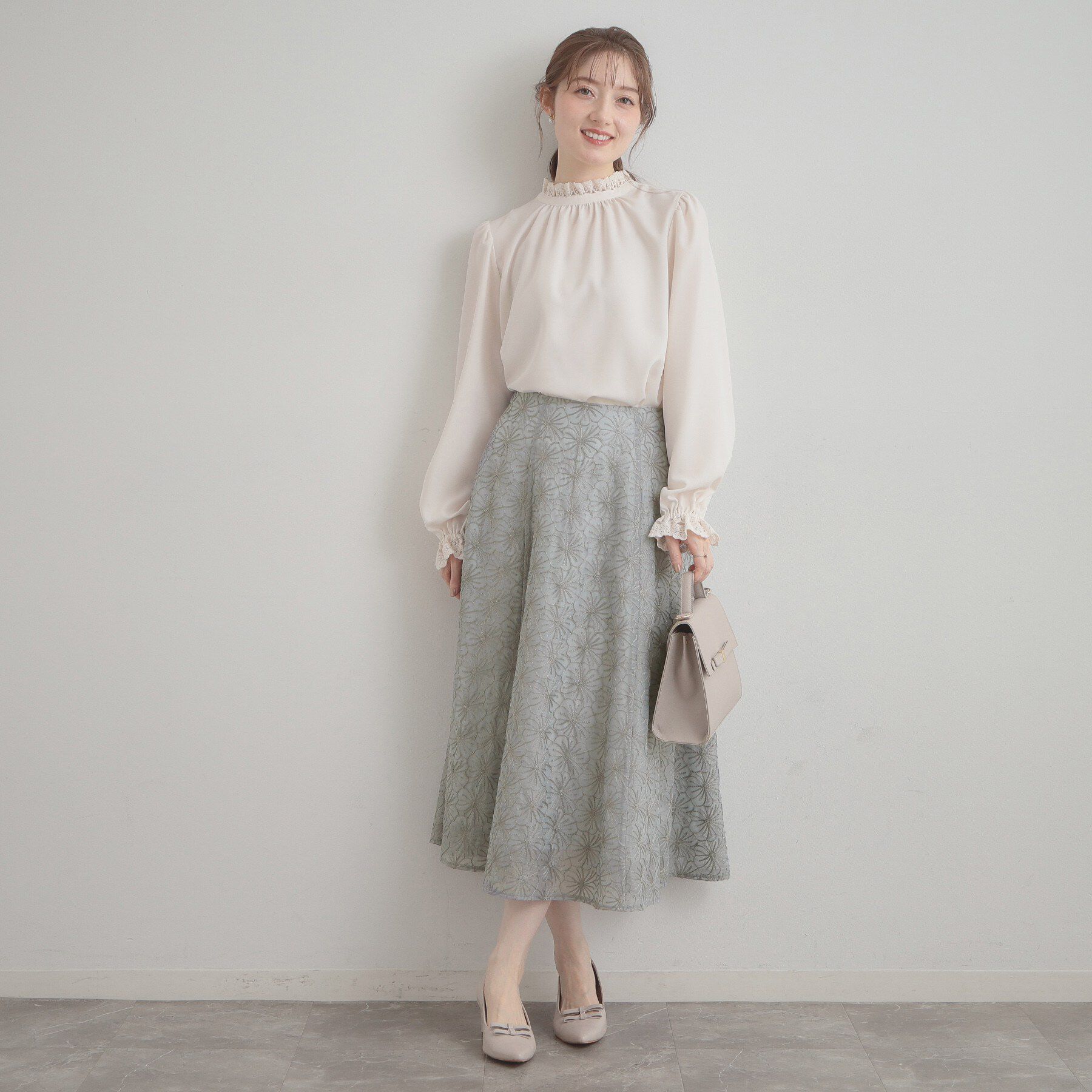 Couture broach「【洗える・着映え・通勤】フラワーエンブロスカート」|スカート|