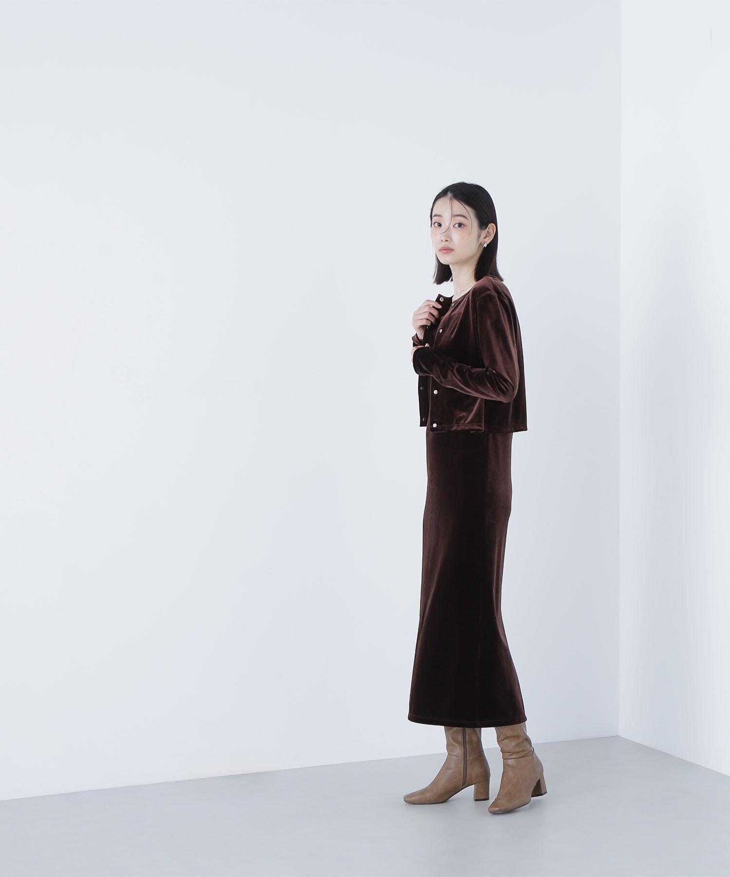  「ベロアカーデ＆キャミワンピース」|ワンピース|