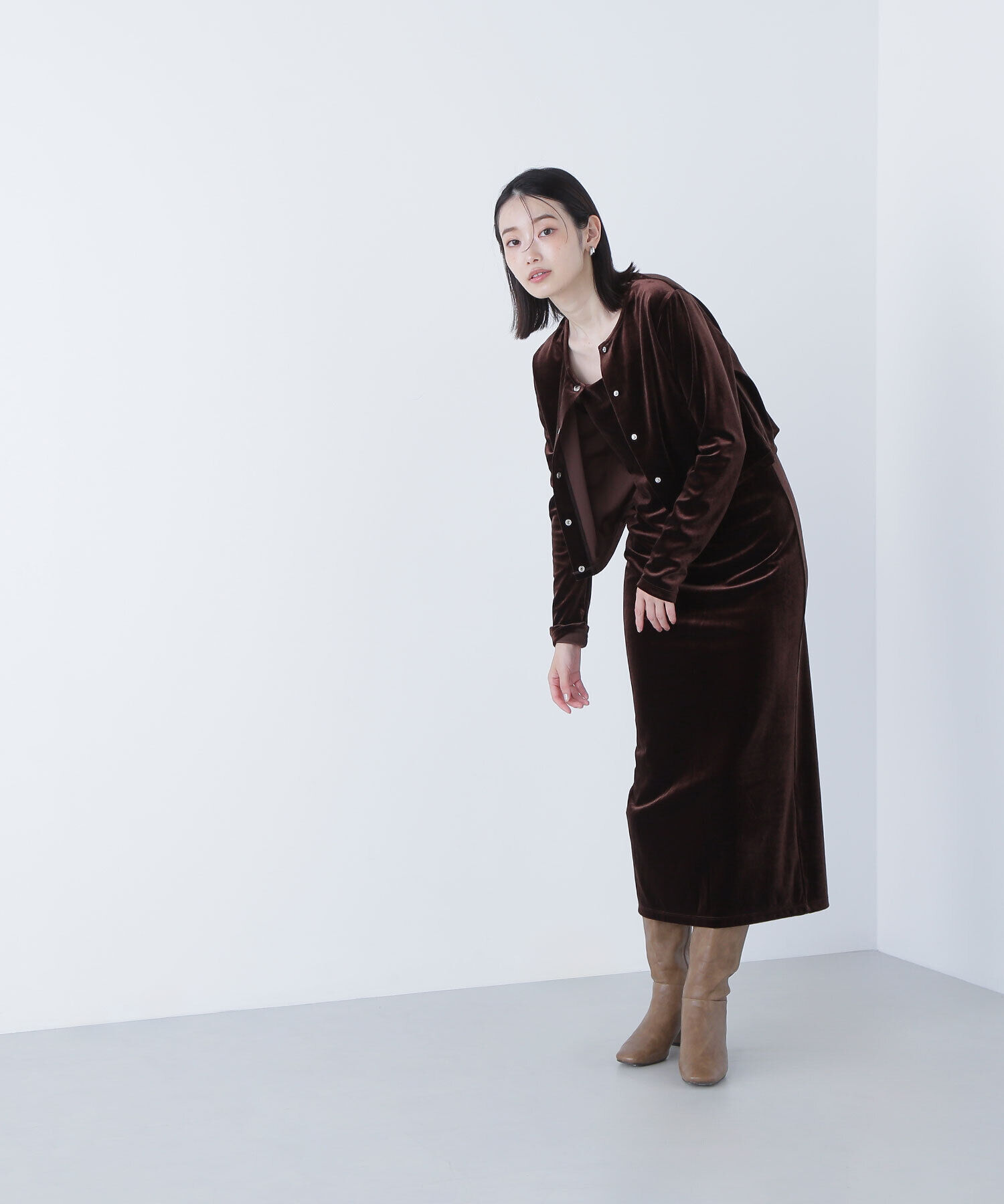  「ベロアカーデ＆キャミワンピース」|ワンピース|