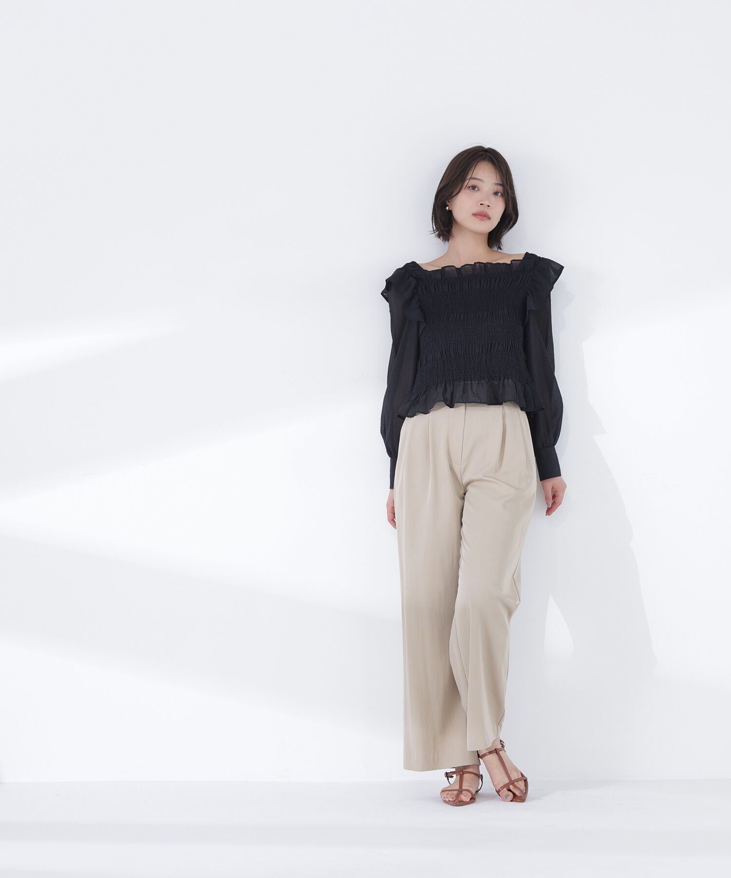  「シアーチェックシャーリングブラウス」|シャツ・ブラウス|