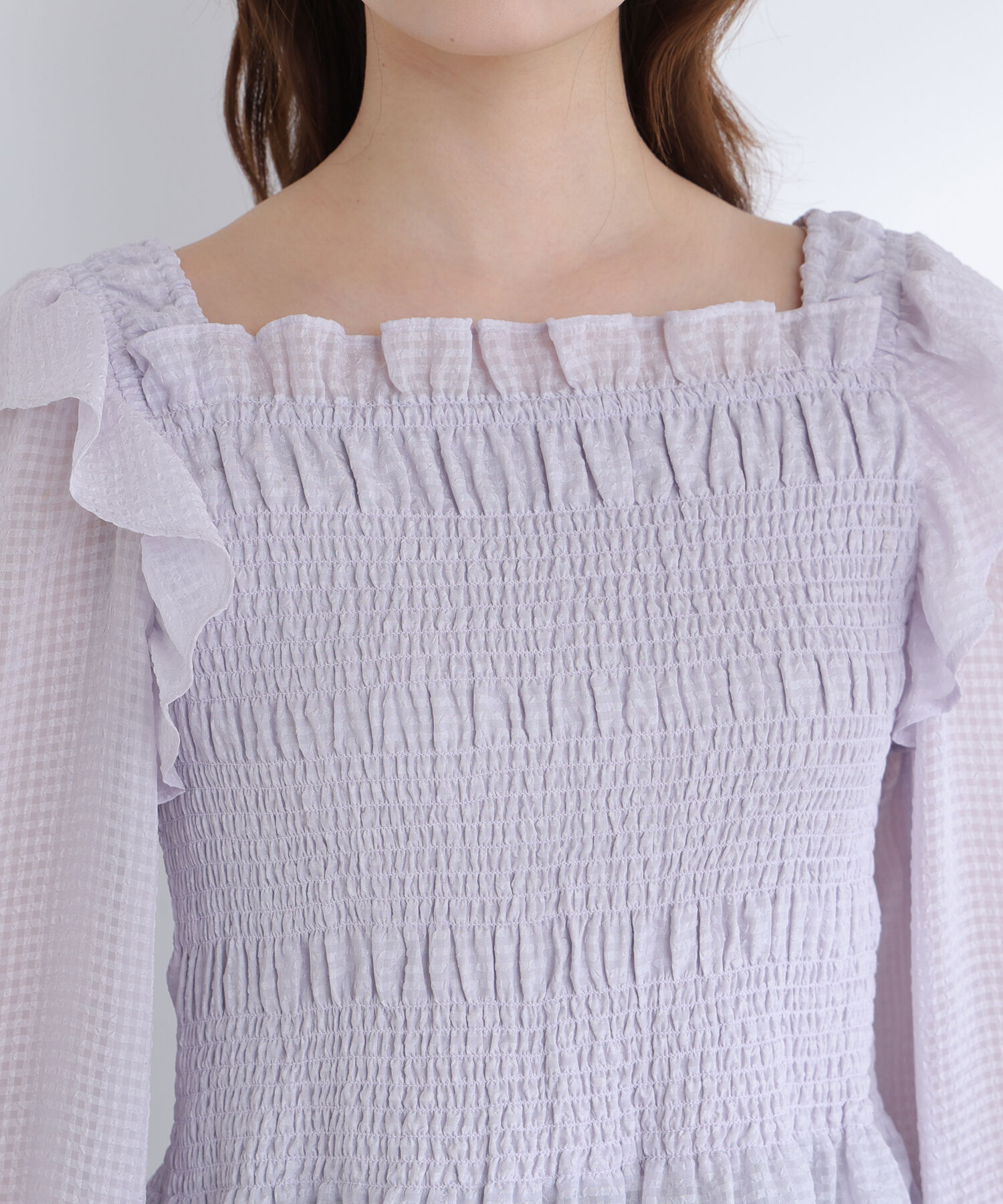  「シアーチェックシャーリングブラウス」|シャツ・ブラウス|