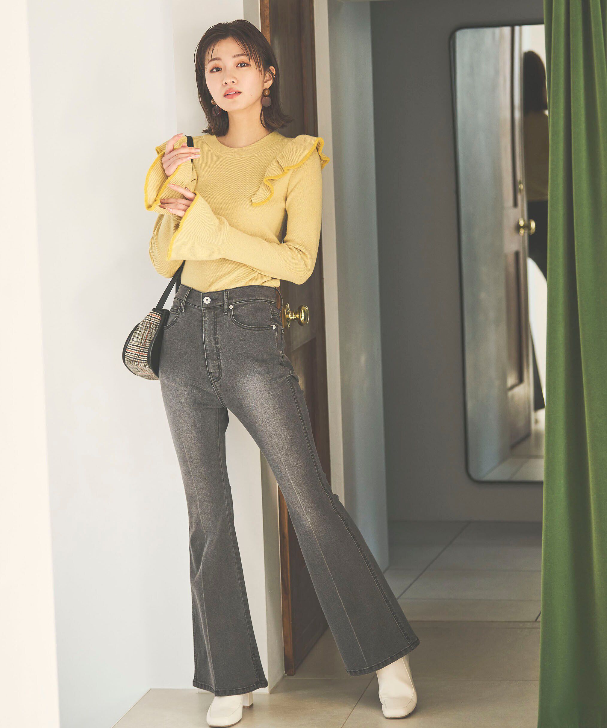  「[Sシリーズ対応商品]内スリットベルボトムデニムパンツ」|その他|