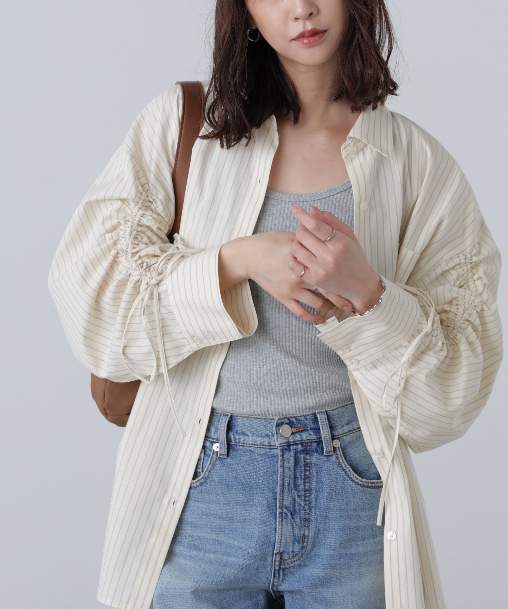  「袖シャーリングオーバーシャツ」|シャツ・ブラウス|