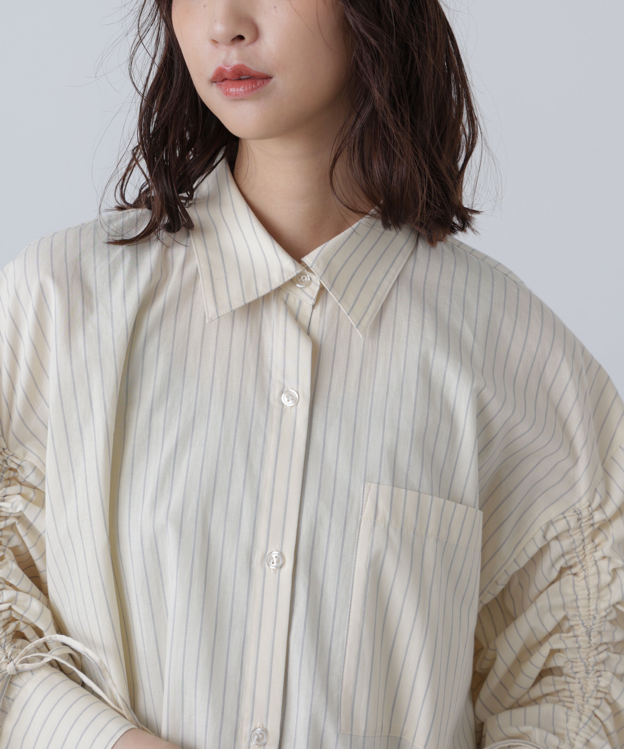  「袖シャーリングオーバーシャツ」|シャツ・ブラウス|