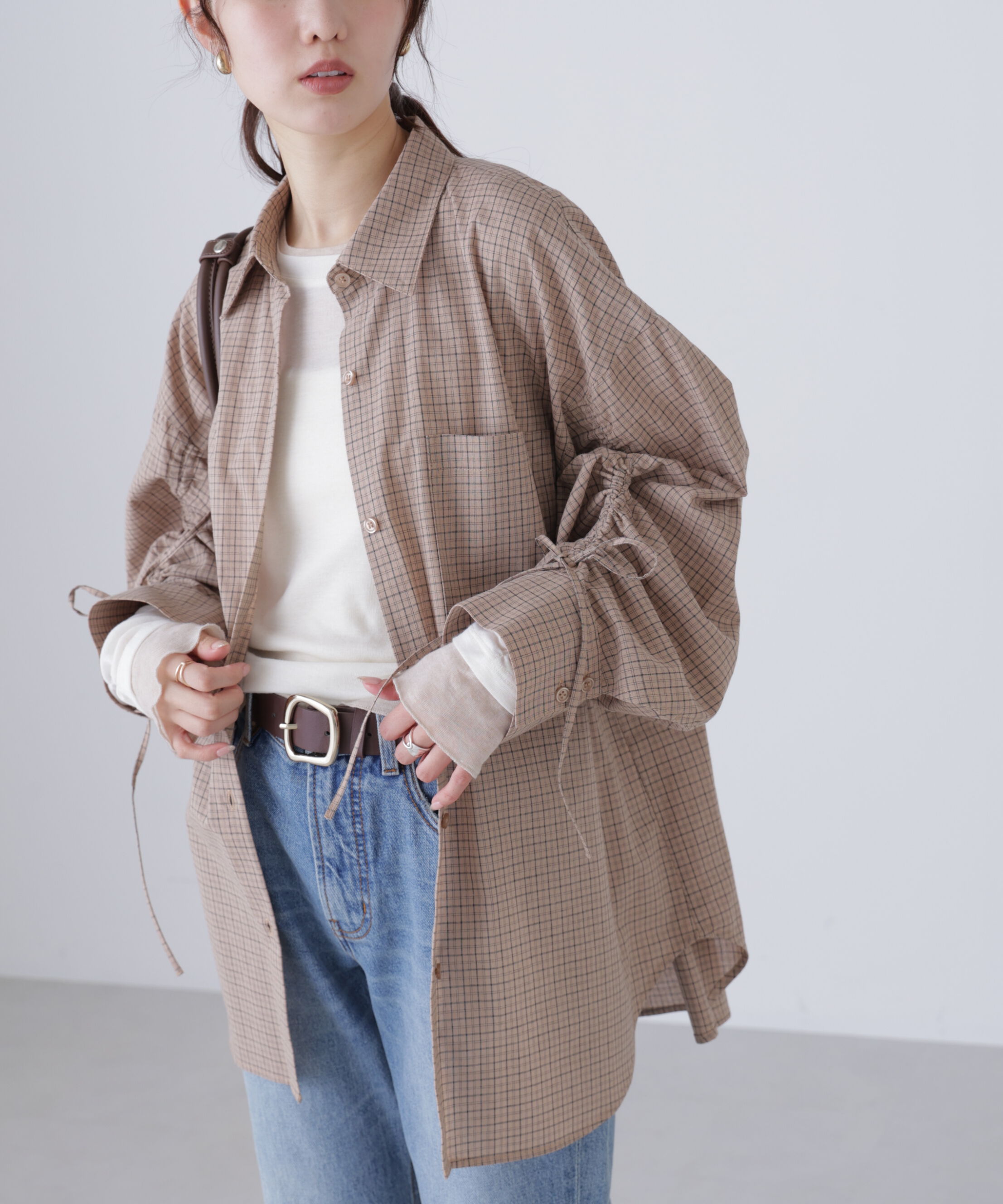  「袖シャーリングオーバーシャツ」|シャツ・ブラウス|