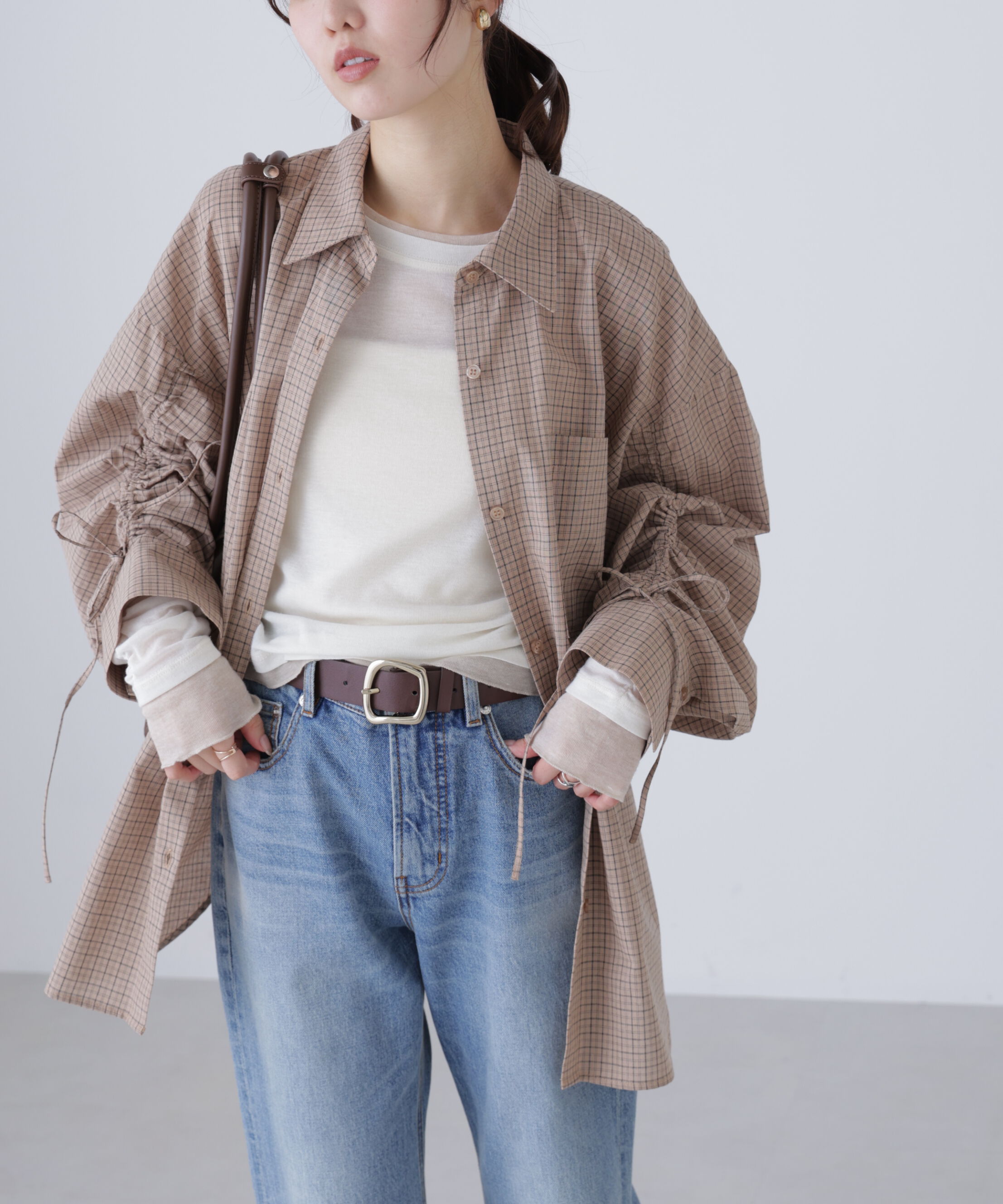  「袖シャーリングオーバーシャツ」|シャツ・ブラウス|