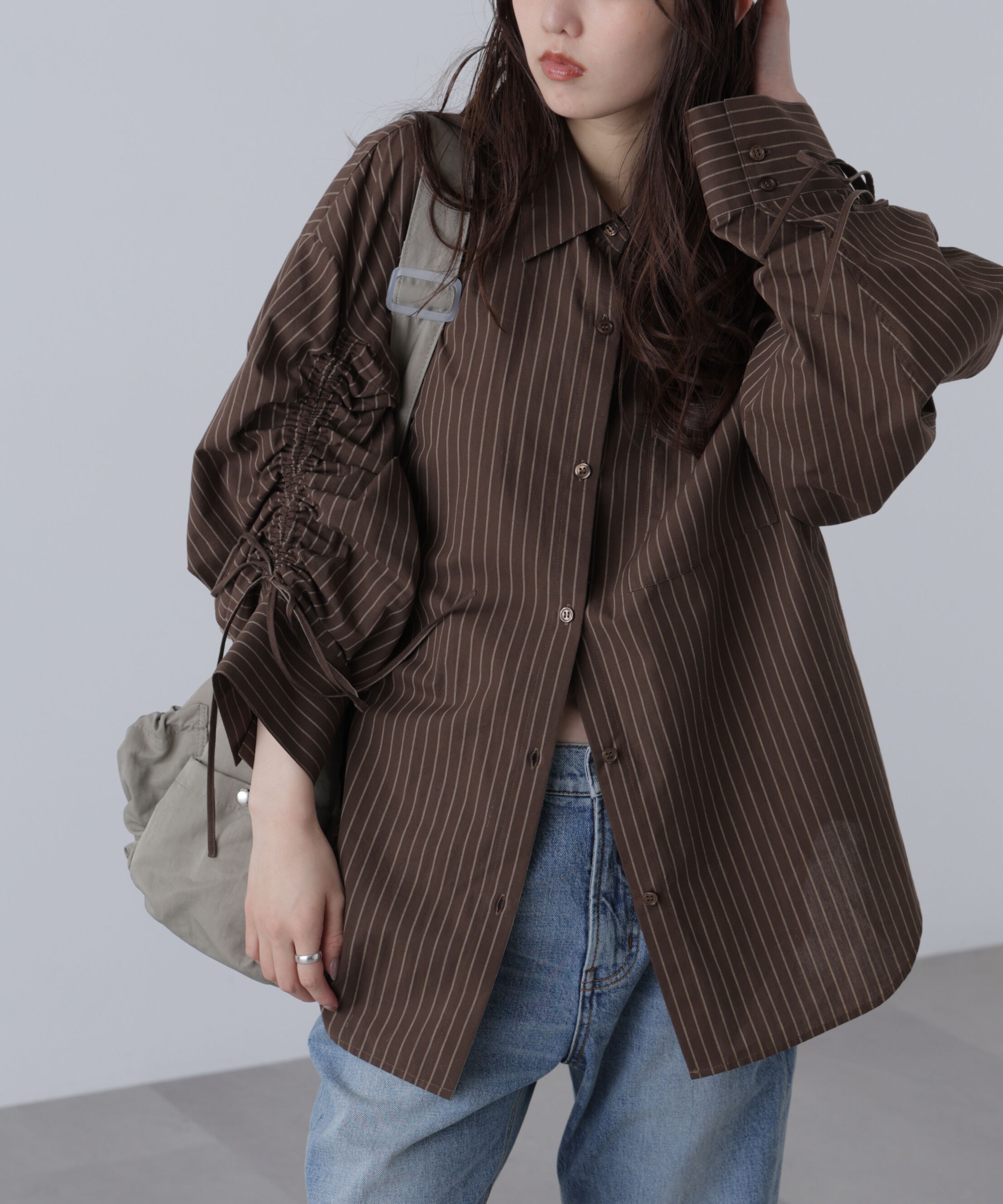  「袖シャーリングオーバーシャツ」|シャツ・ブラウス|