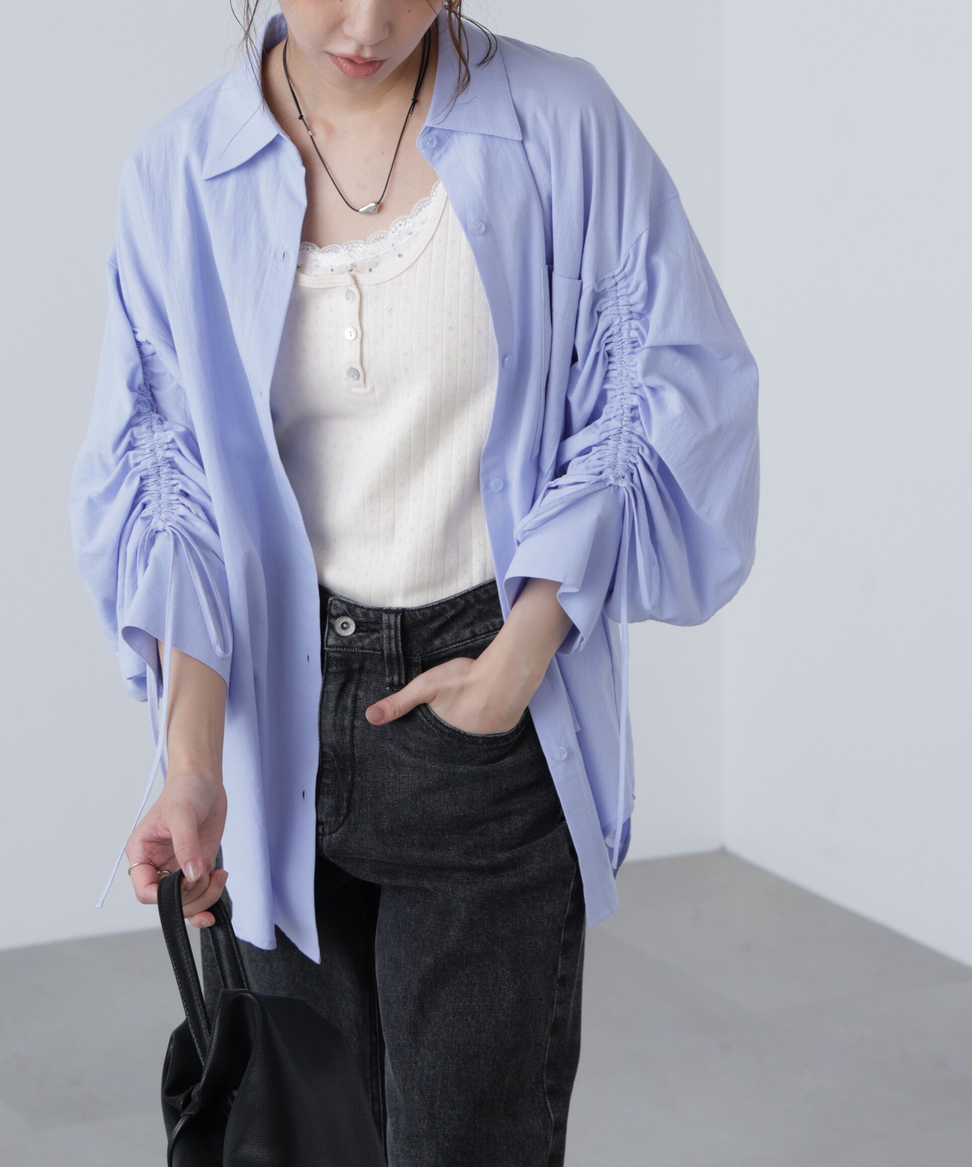  「袖シャーリングオーバーシャツ」|シャツ・ブラウス|