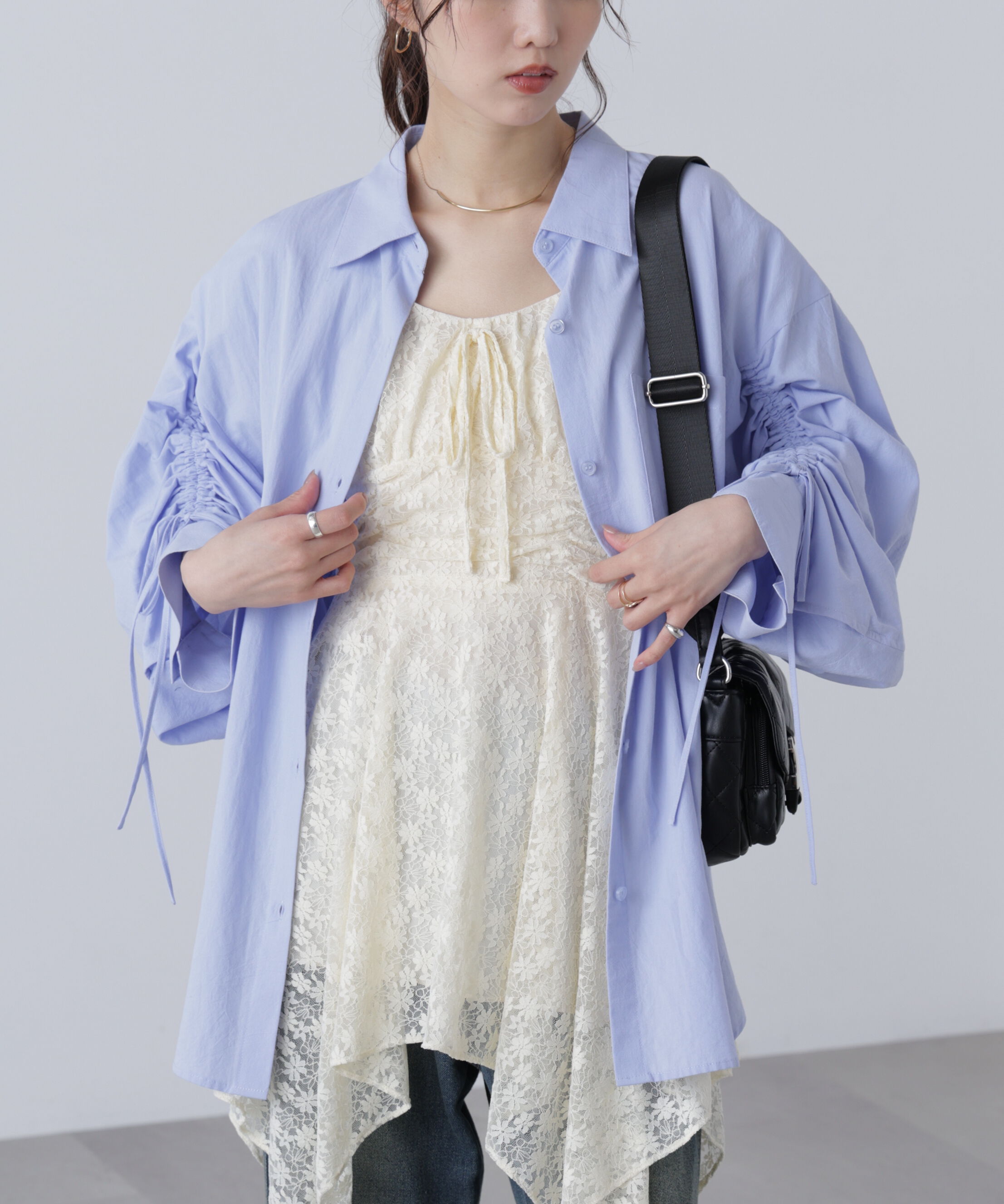  「袖シャーリングオーバーシャツ」|シャツ・ブラウス|