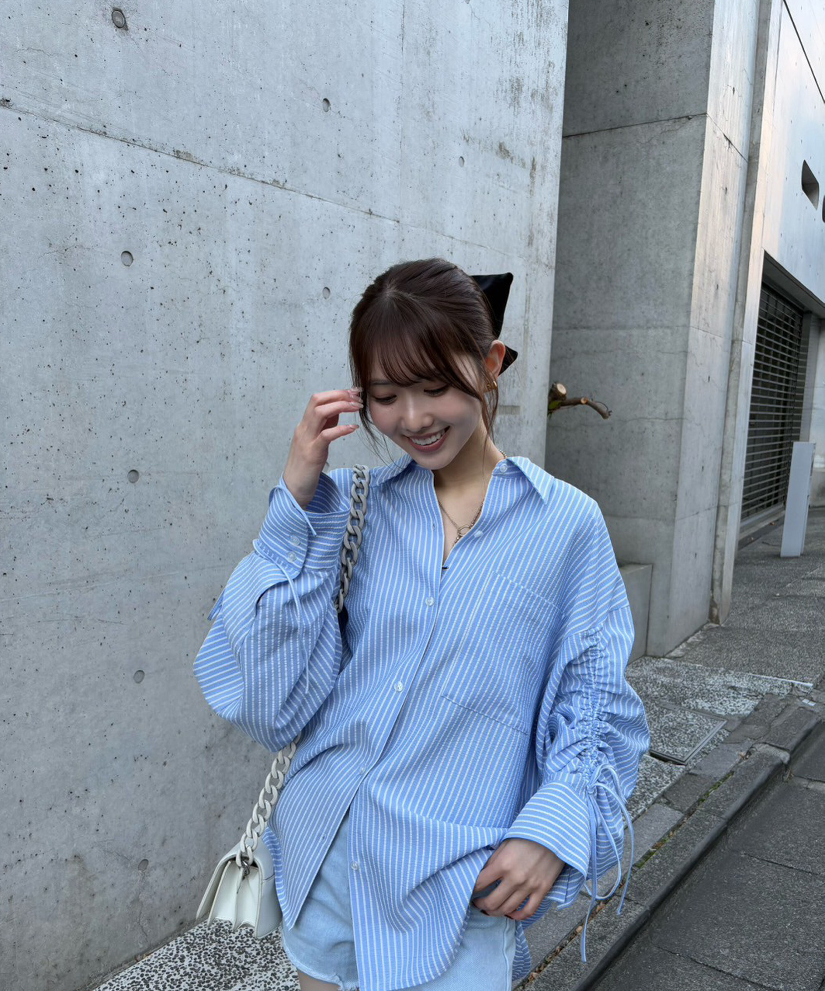  「袖シャーリングオーバーシャツ」|シャツ・ブラウス|