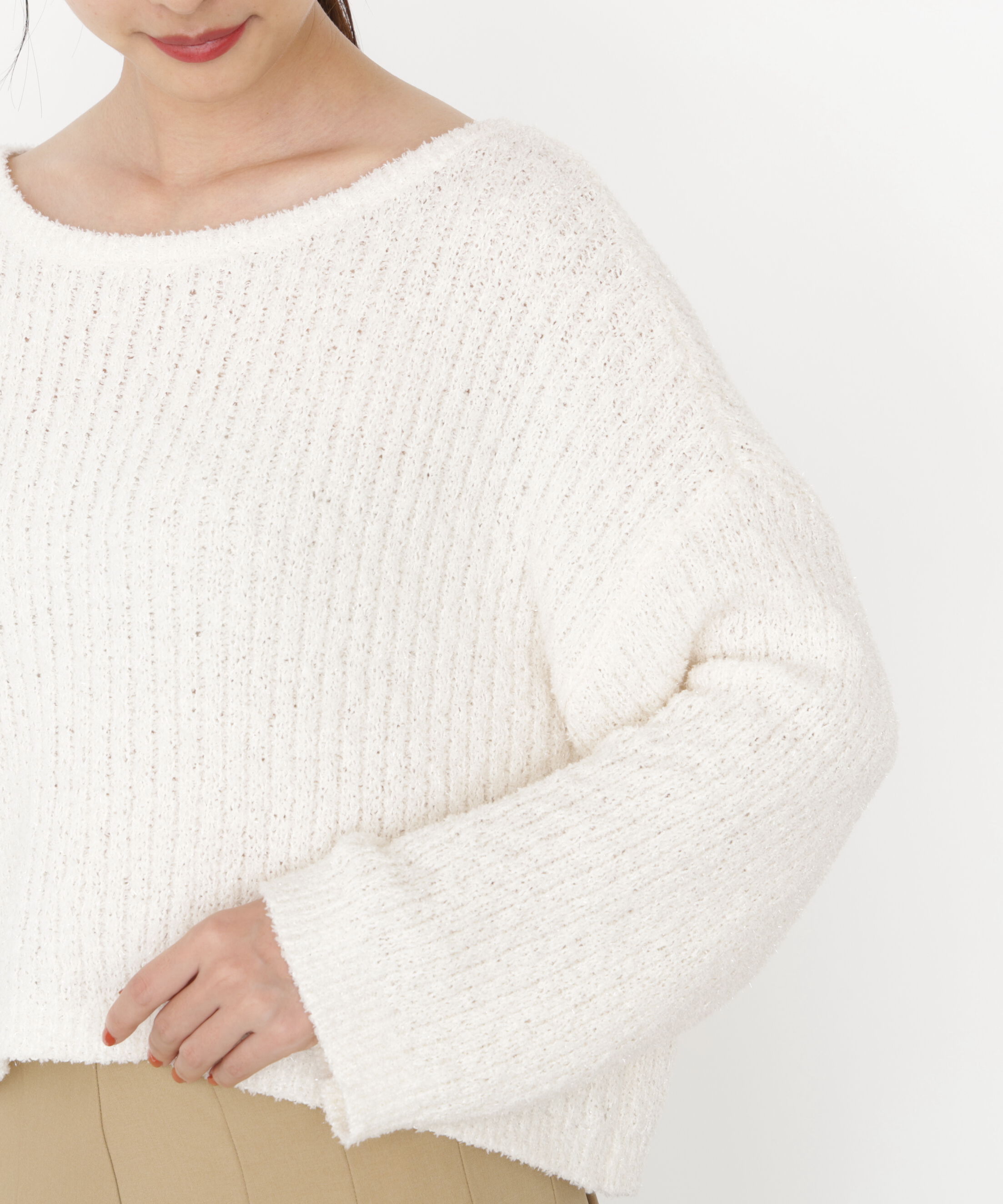 PROPORTION BODY DRESSING「フィルムモール短丈ニット 25AW」|ニット・セーター|