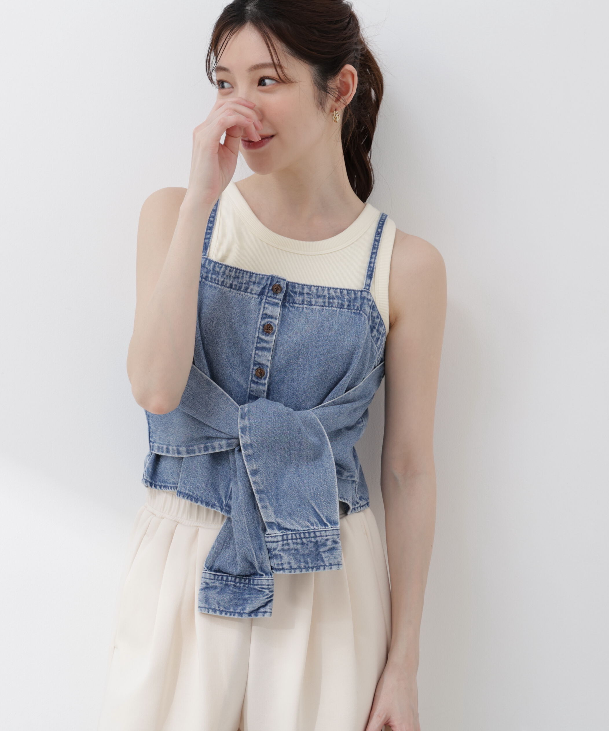 PROPORTION BODY DRESSING「〈a/mie〉シャツビスチェ 26SS」|シャツ・ブラウス|ブルー