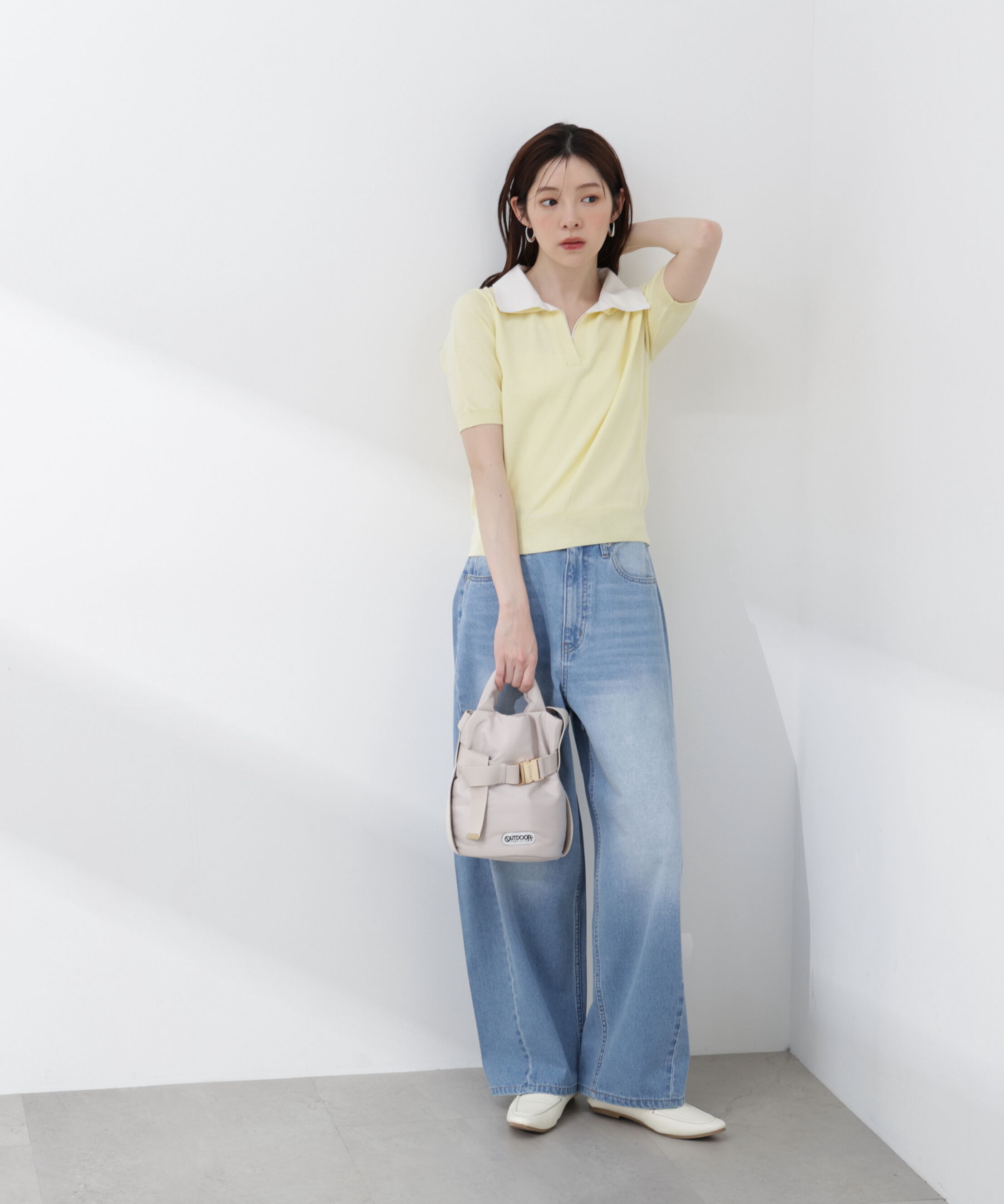 PROPORTION BODY DRESSING「〈a/mie〉レイヤード風ポロニット 26SS」|カーディガン|