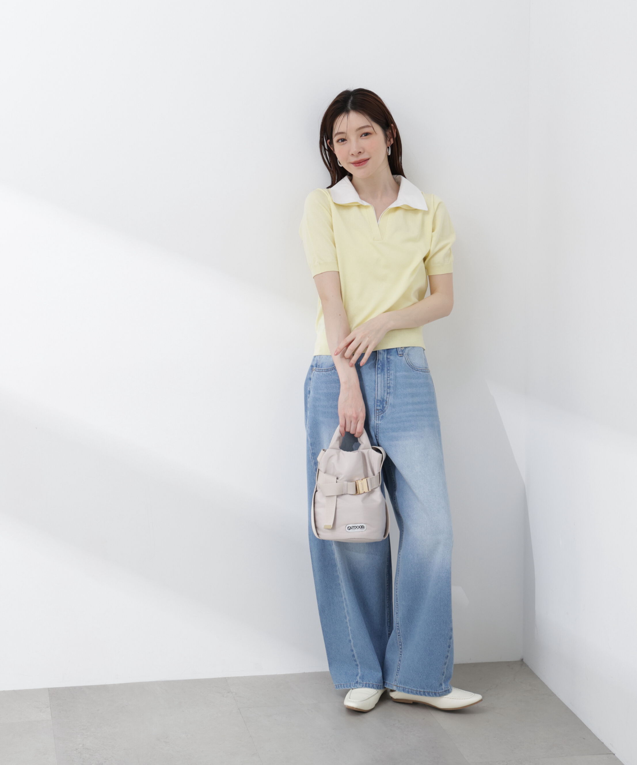 PROPORTION BODY DRESSING「〈a/mie〉レイヤード風ポロニット 26SS」|カーディガン|