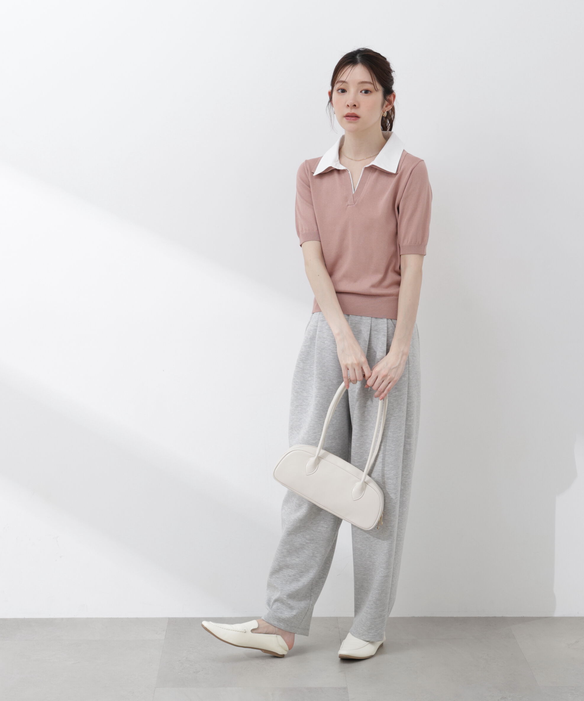 PROPORTION BODY DRESSING「〈a/mie〉レイヤード風ポロニット 26SS」|カーディガン|