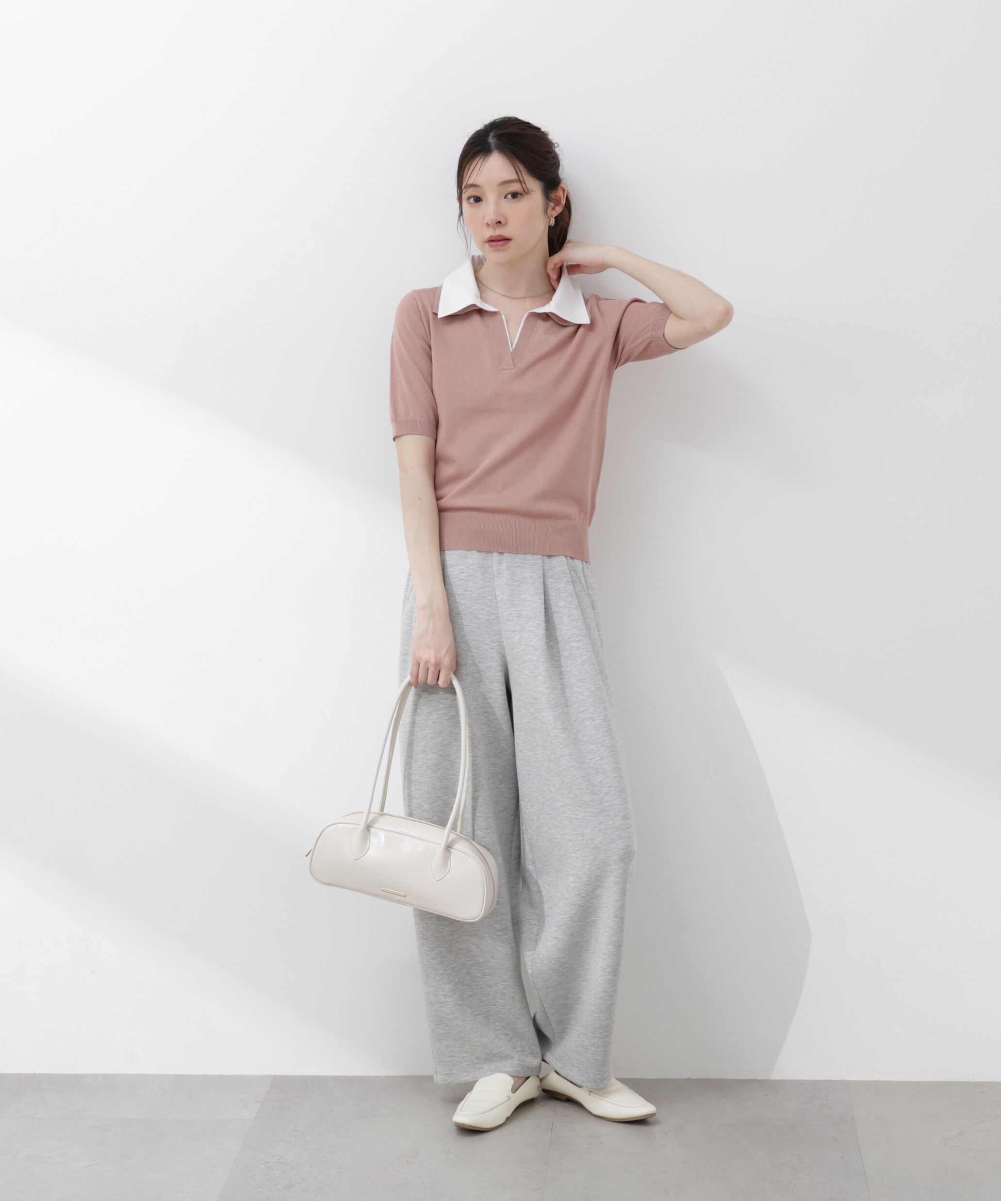 PROPORTION BODY DRESSING「〈a/mie〉レイヤード風ポロニット 26SS」|カーディガン|