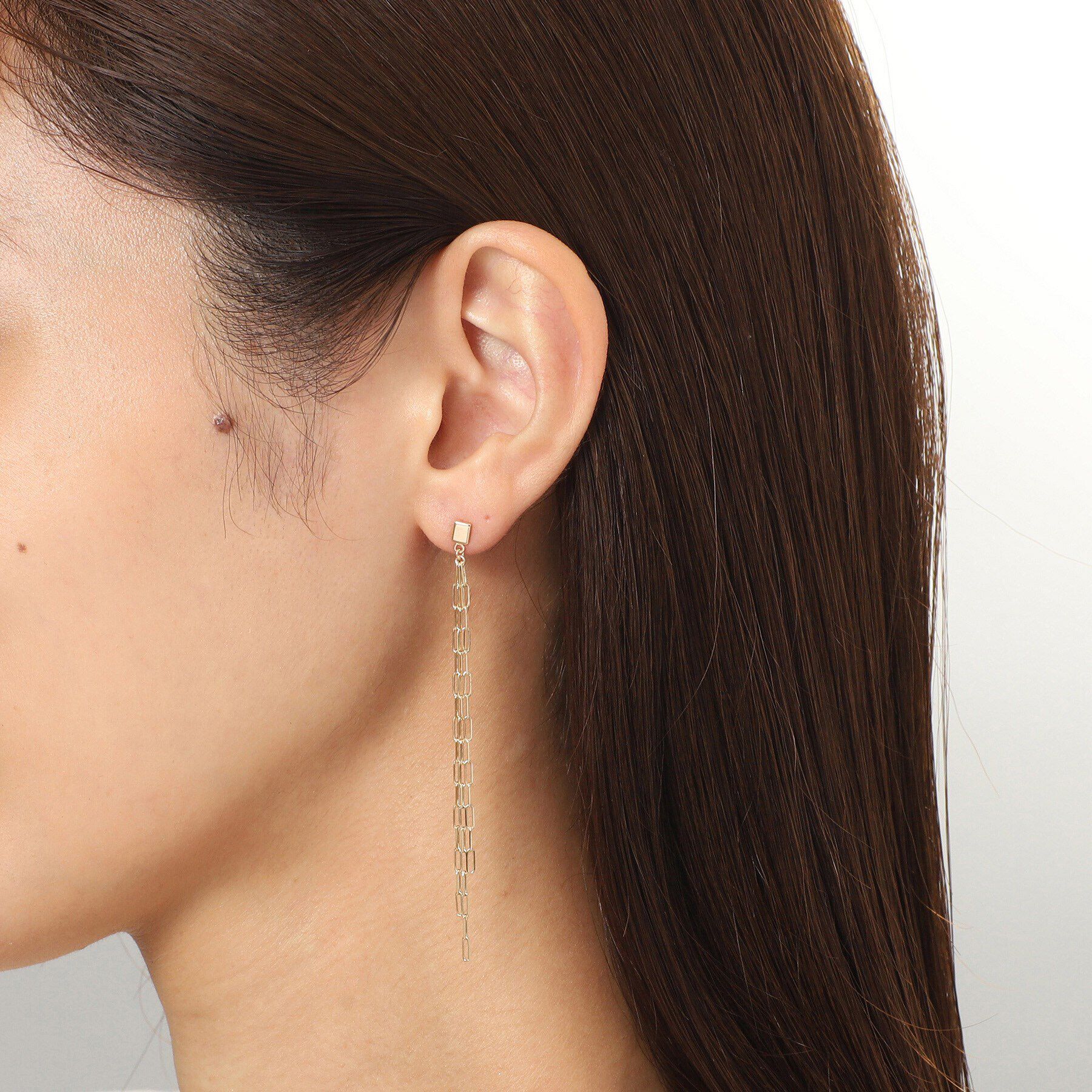 COCOSHNIK「K10プリムケーブルチェーンフリンジ スタッドピアス」|ピアス|