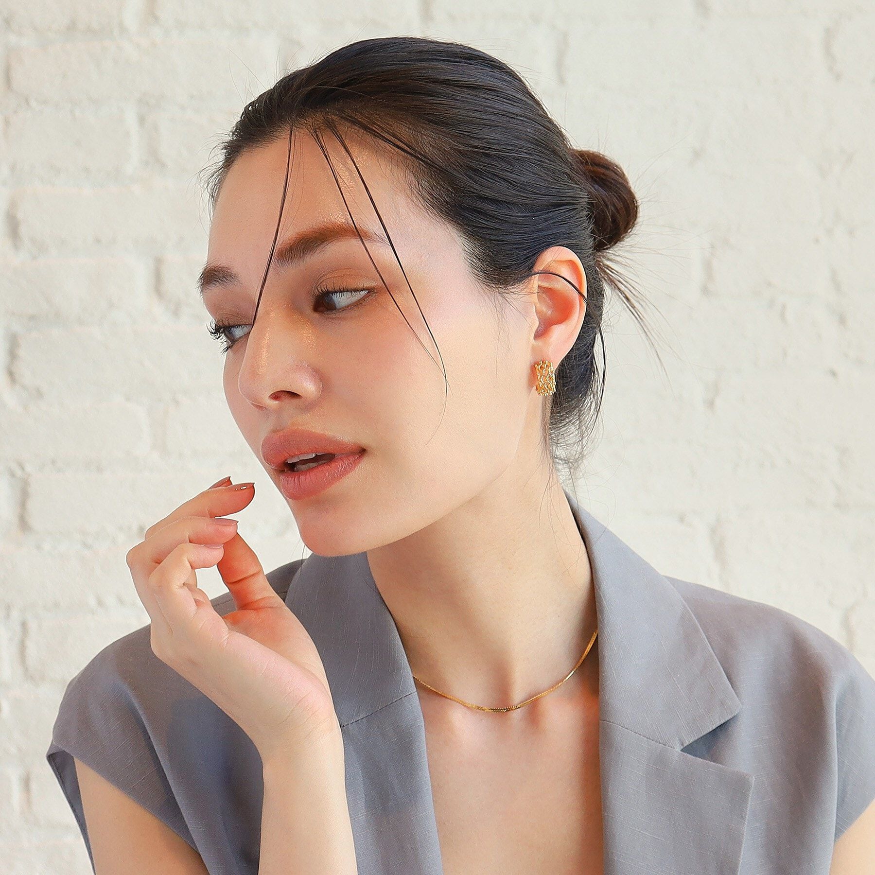 COCOSHNIK ONKITSCH「シルバー スモールフープ ボールメッシュ ピアス GP」|ピアス|