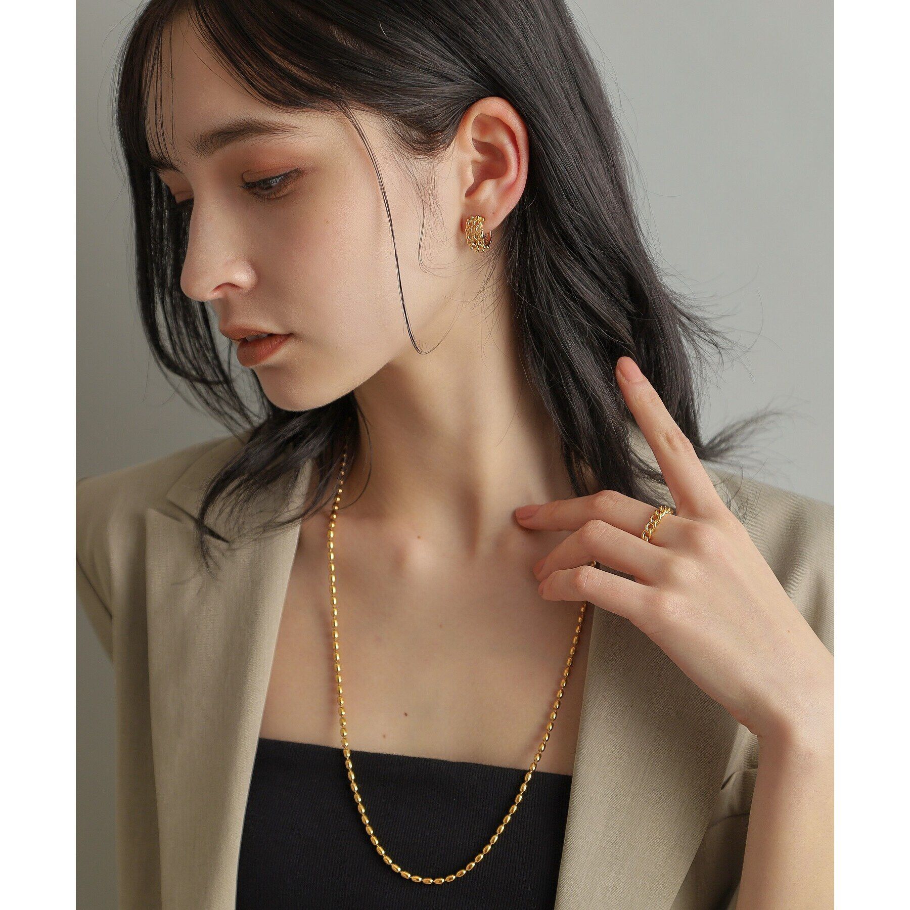 COCOSHNIK ONKITSCH「シルバー スモールフープ ボールメッシュ ピアス GP」|ピアス|