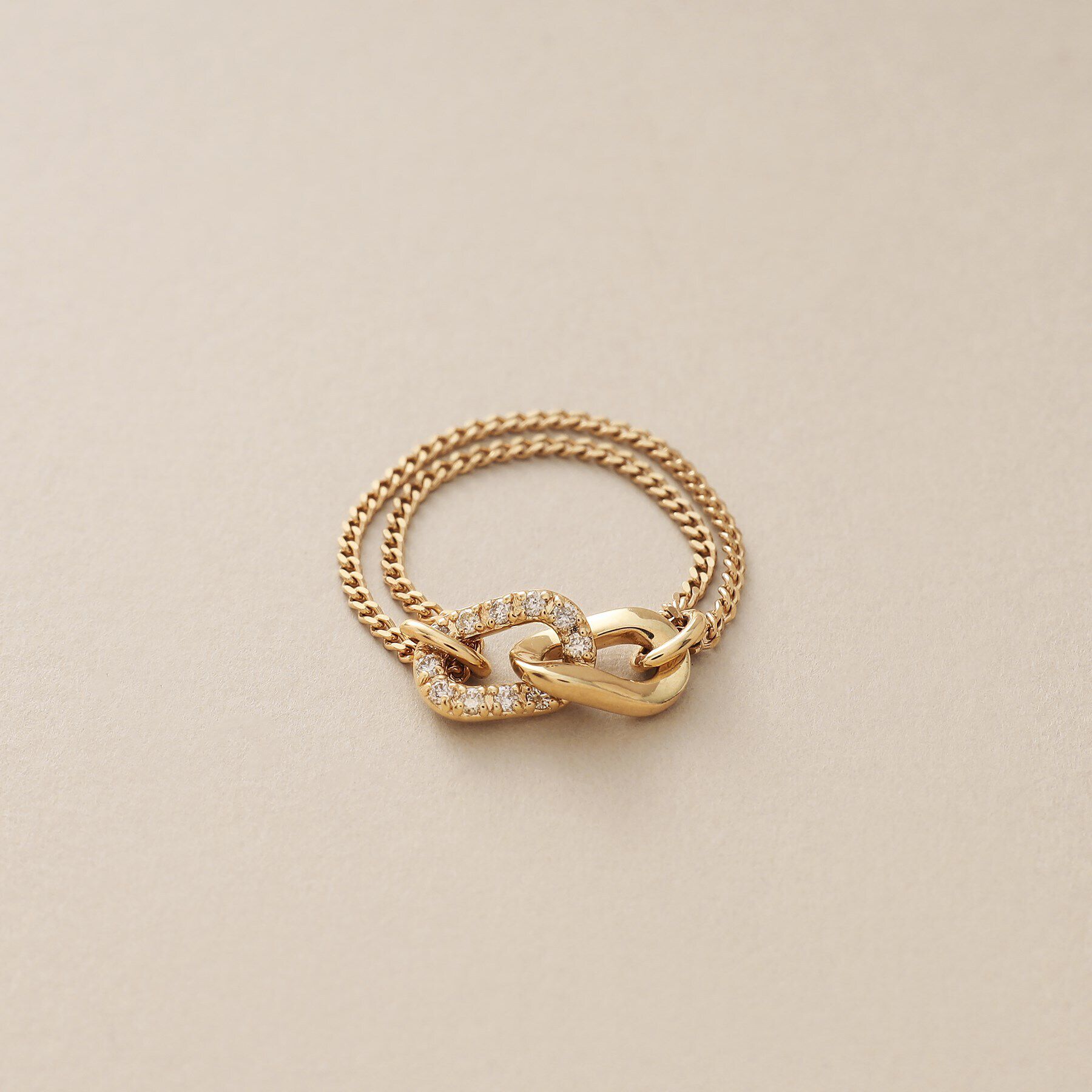 COCOSHNIK「K10ダイヤモンド キヘイリンクチェーン リング」|リング|