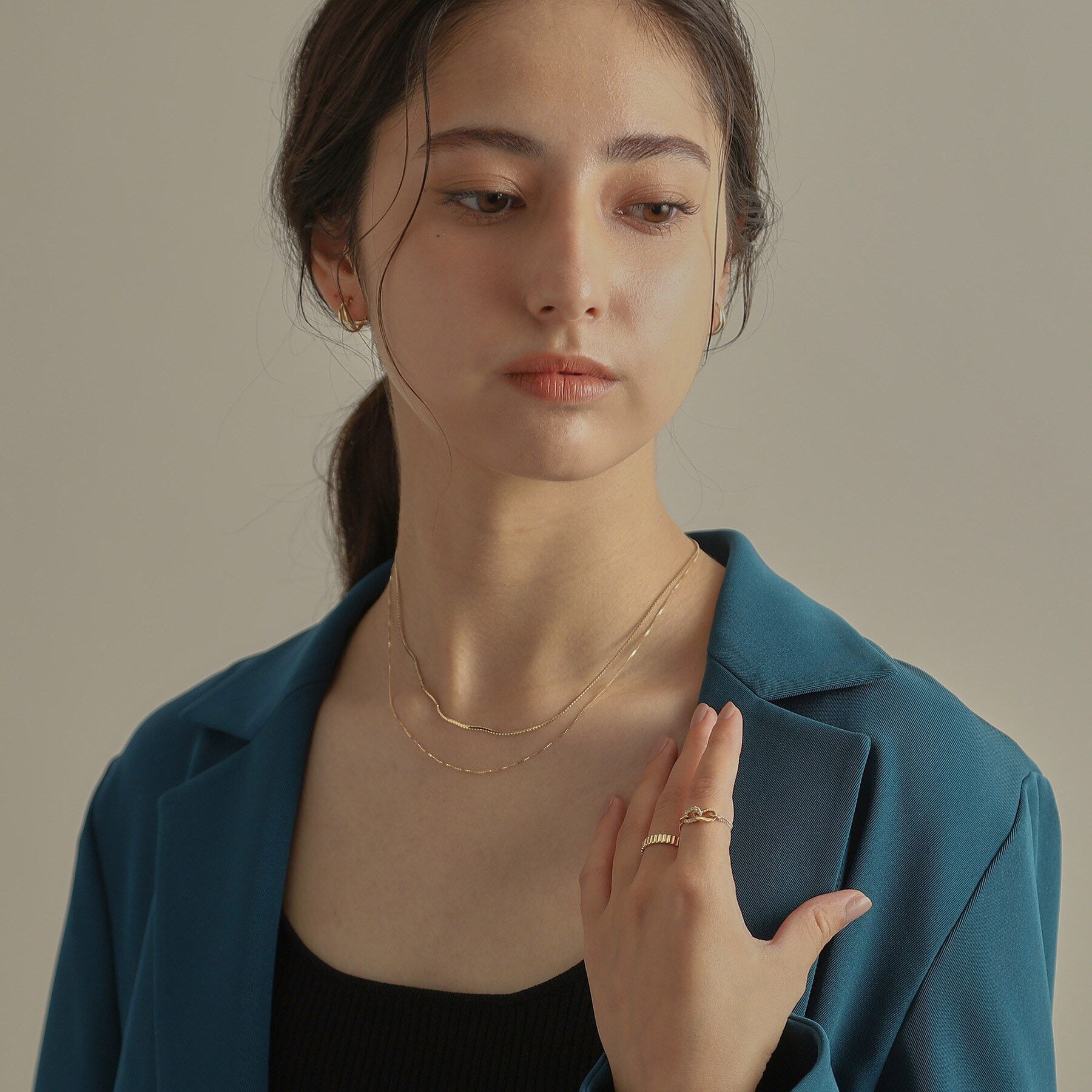 COCOSHNIK「K10ダイヤモンド キヘイリンクチェーン リング」|リング|