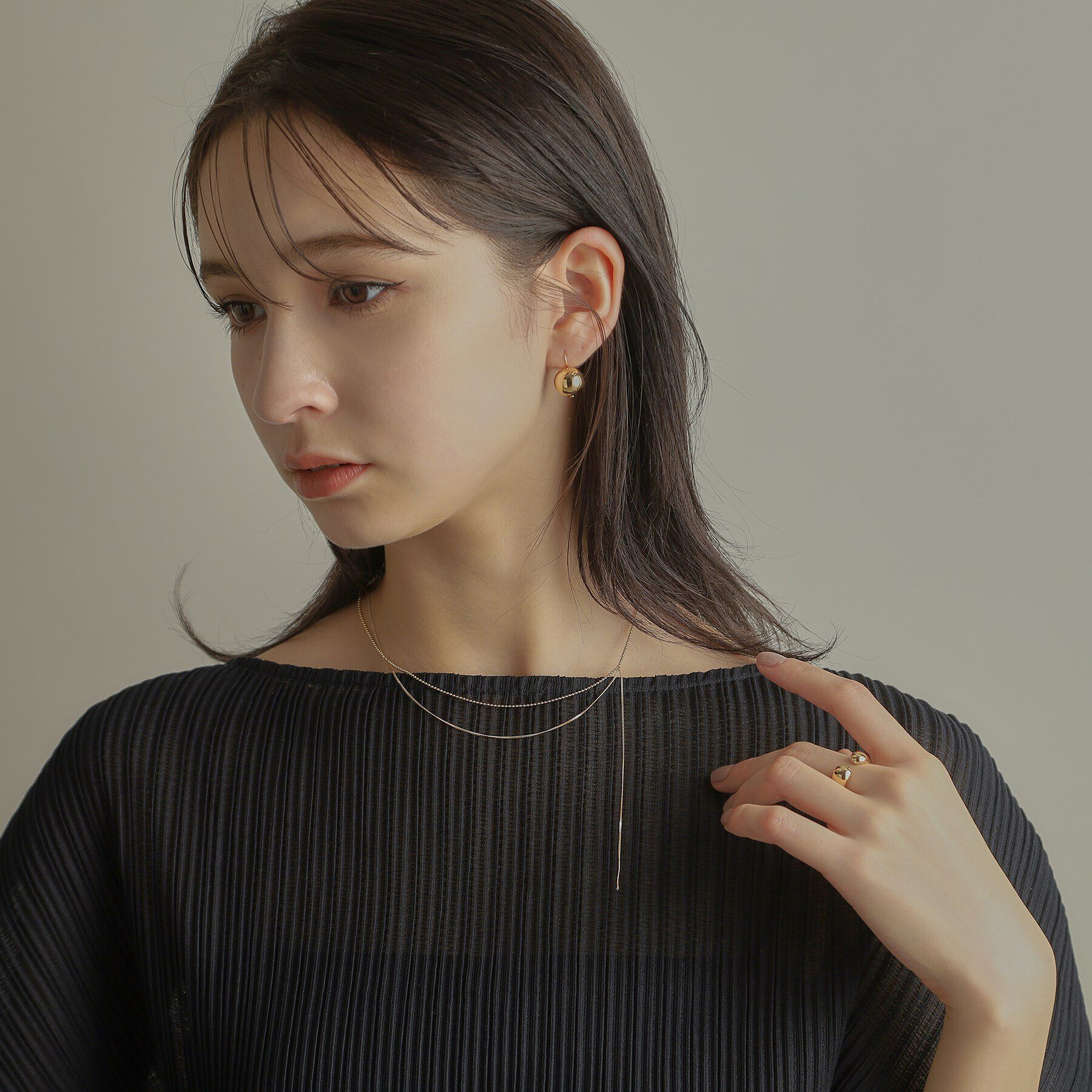 COCOSHNIK「K10ボール&times;キヘイハンギングチェーン ネックレス」|ネックレス|