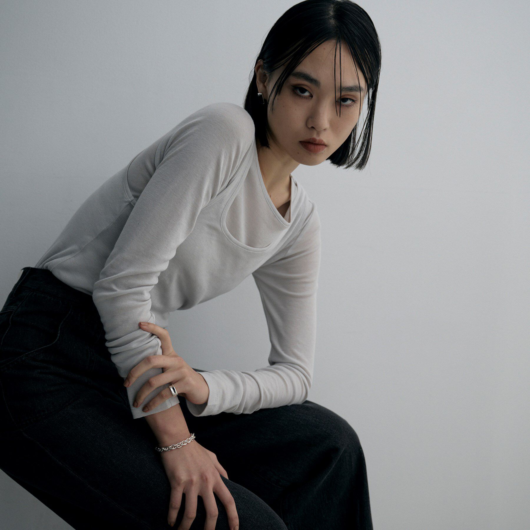 COCOSHNIK ONKITSCH「シルバー デザインチェーン ダブルケーブルブレスレット」|ブレスレット・バングル|