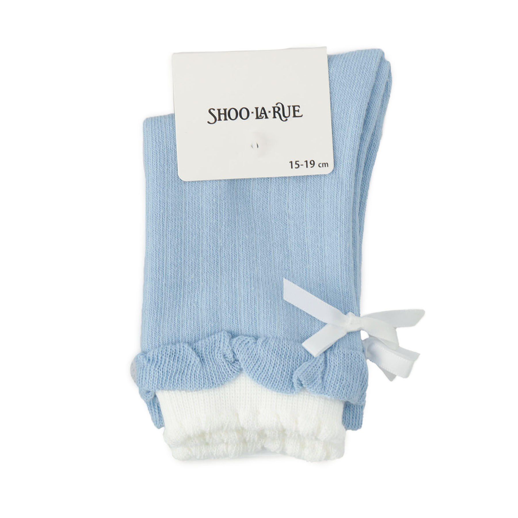 SHOO･LA･RUE「二重履き口バックリボンクルー丈ソックス」|ソックス|サックスブルー(09