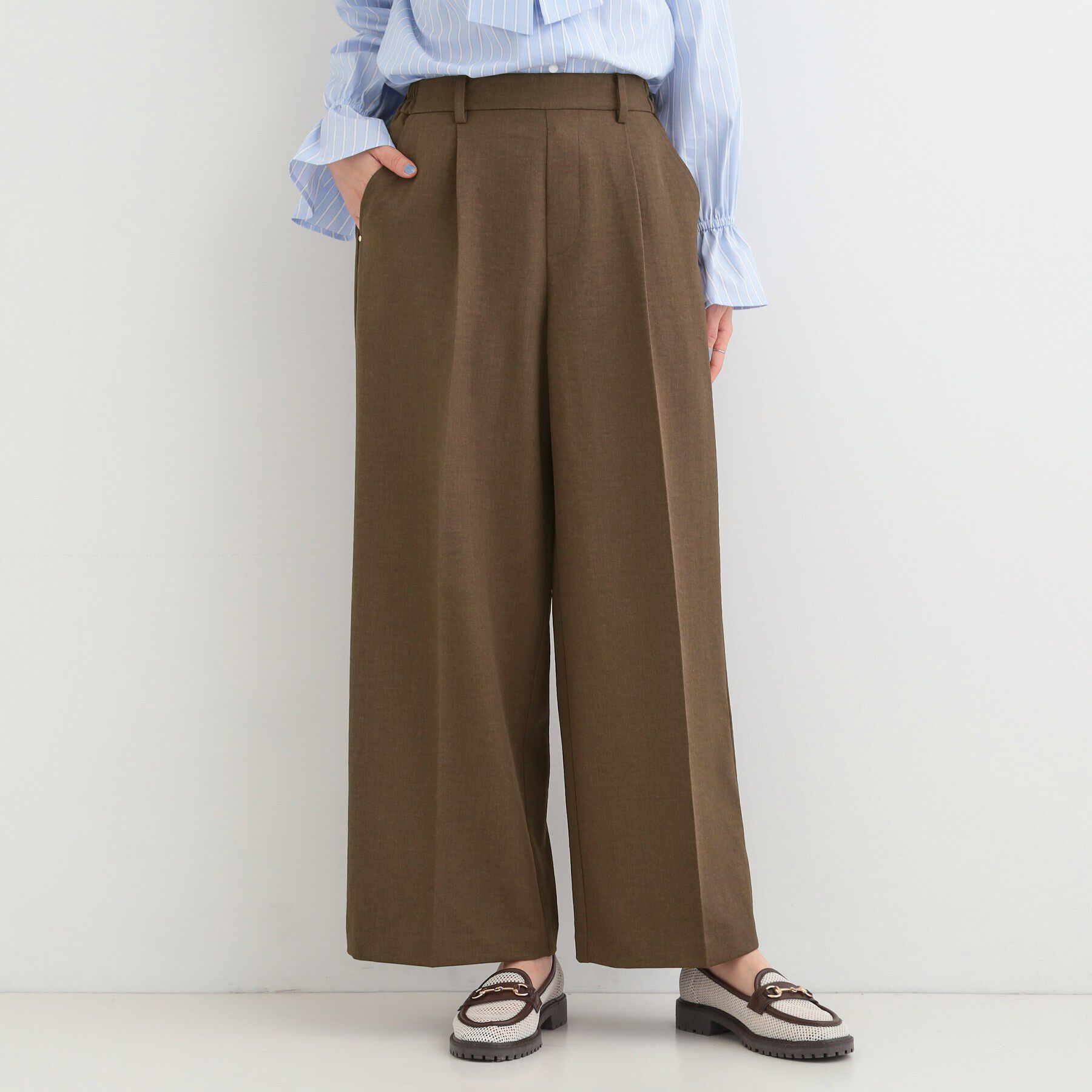 SHOO･LA･RUE「【洗濯機可/セットアップ可/SS-LL/UV】オンにもオフにも きれいに見えワイドパンツ」|その他|