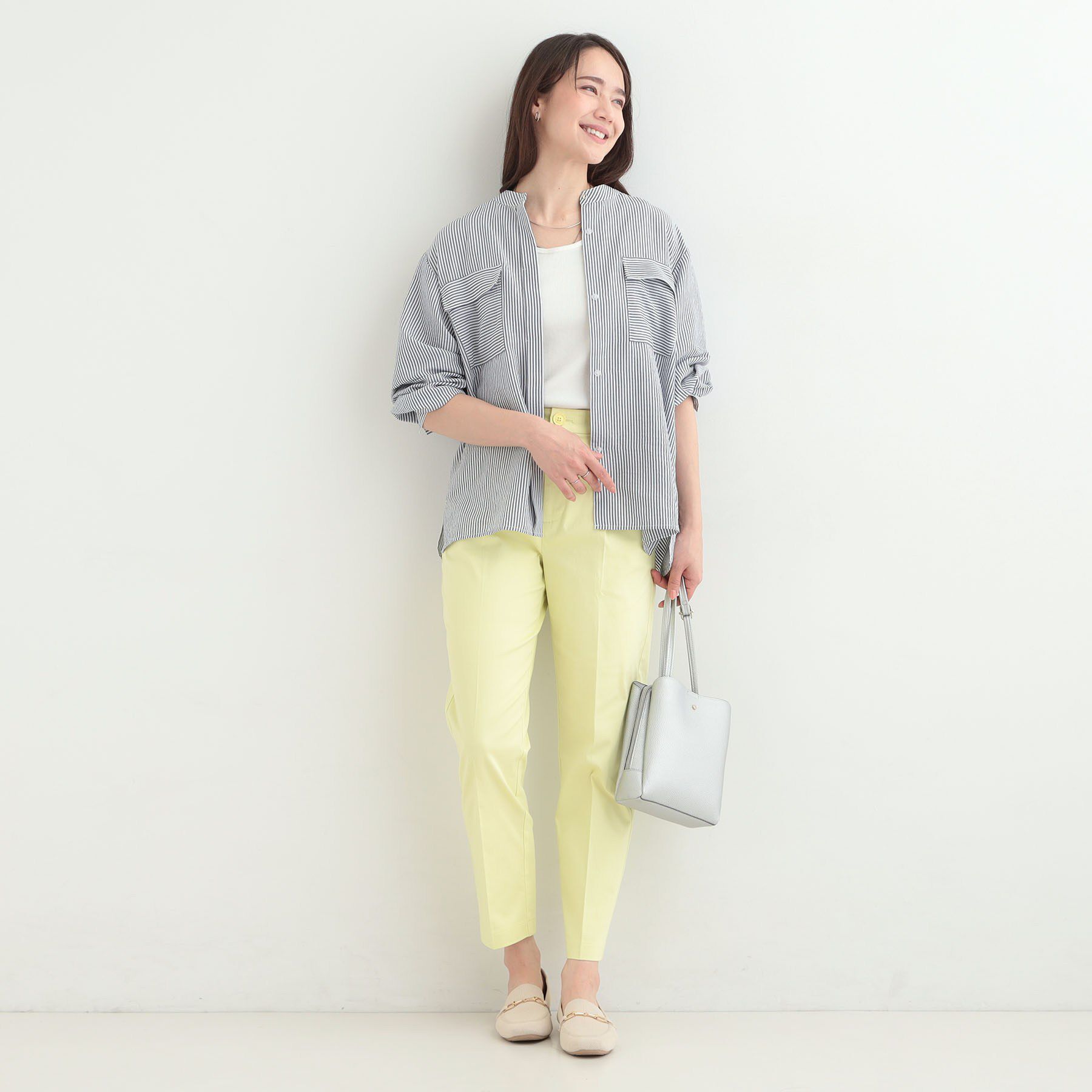 SHOO･LA･RUE「【洗濯後しわになりにくい/S-LL/UV】きれいめにもラフにも　フラップポケットがポイントのバンドカ」|シャツ・ブラウス|