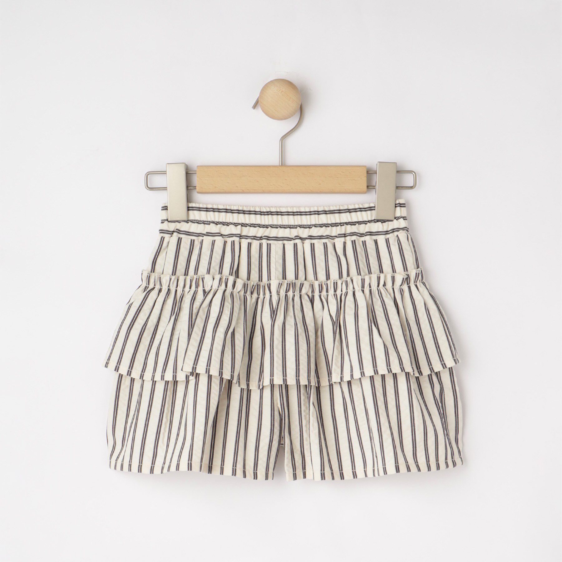 SHOO･LA･RUE「【110-140cm】サッカーストライプフリルスカパン」|スカート|