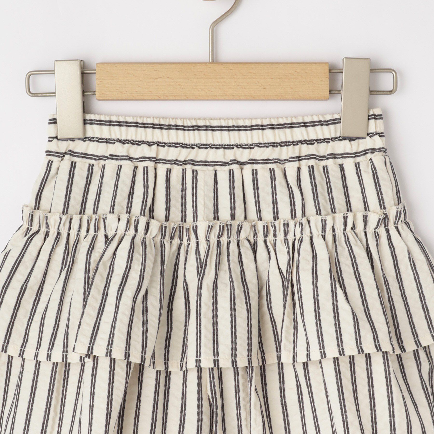 SHOO･LA･RUE「【110-140cm】サッカーストライプフリルスカパン」|スカート|