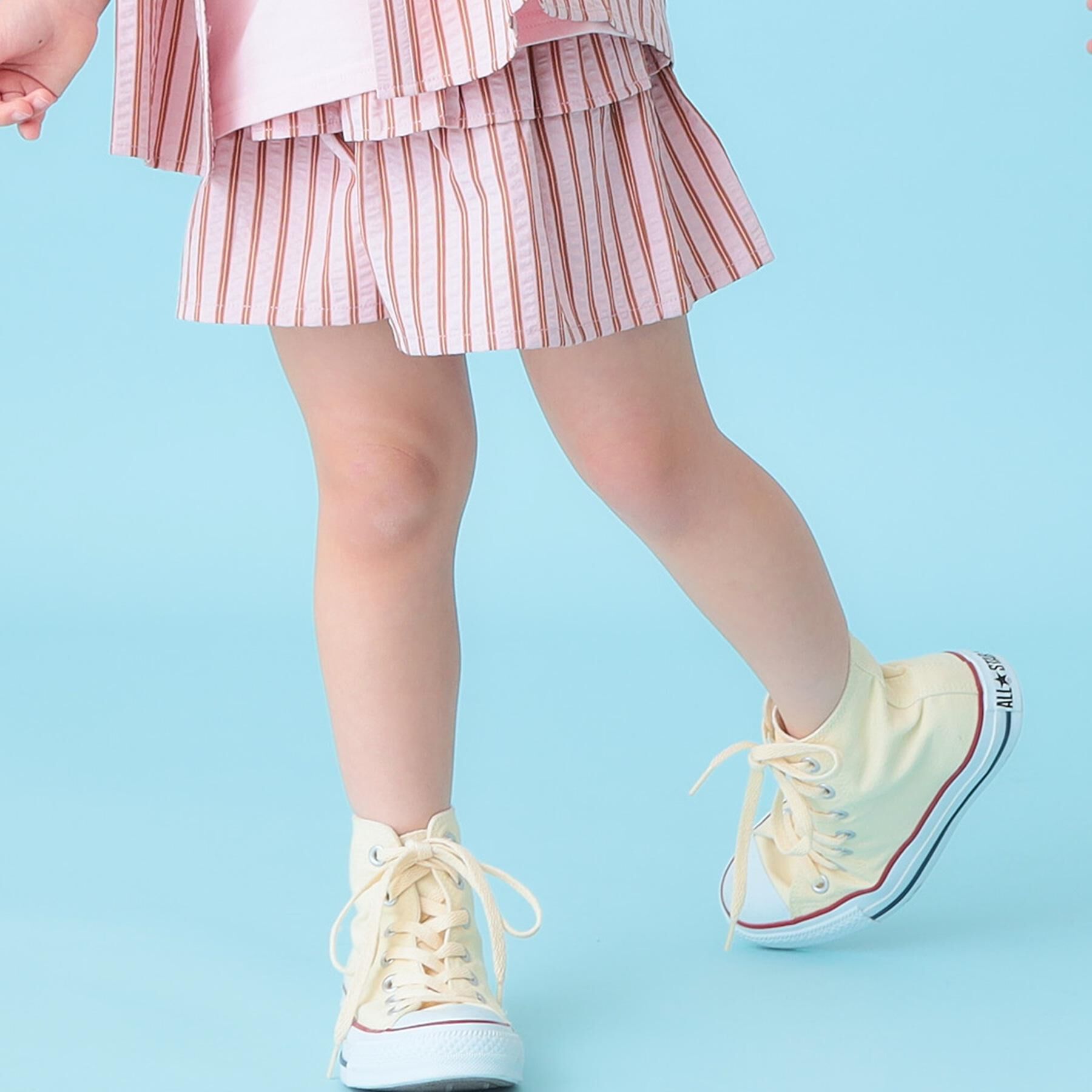 SHOO･LA･RUE「【110-140cm】サッカーストライプフリルスカパン」|スカート|