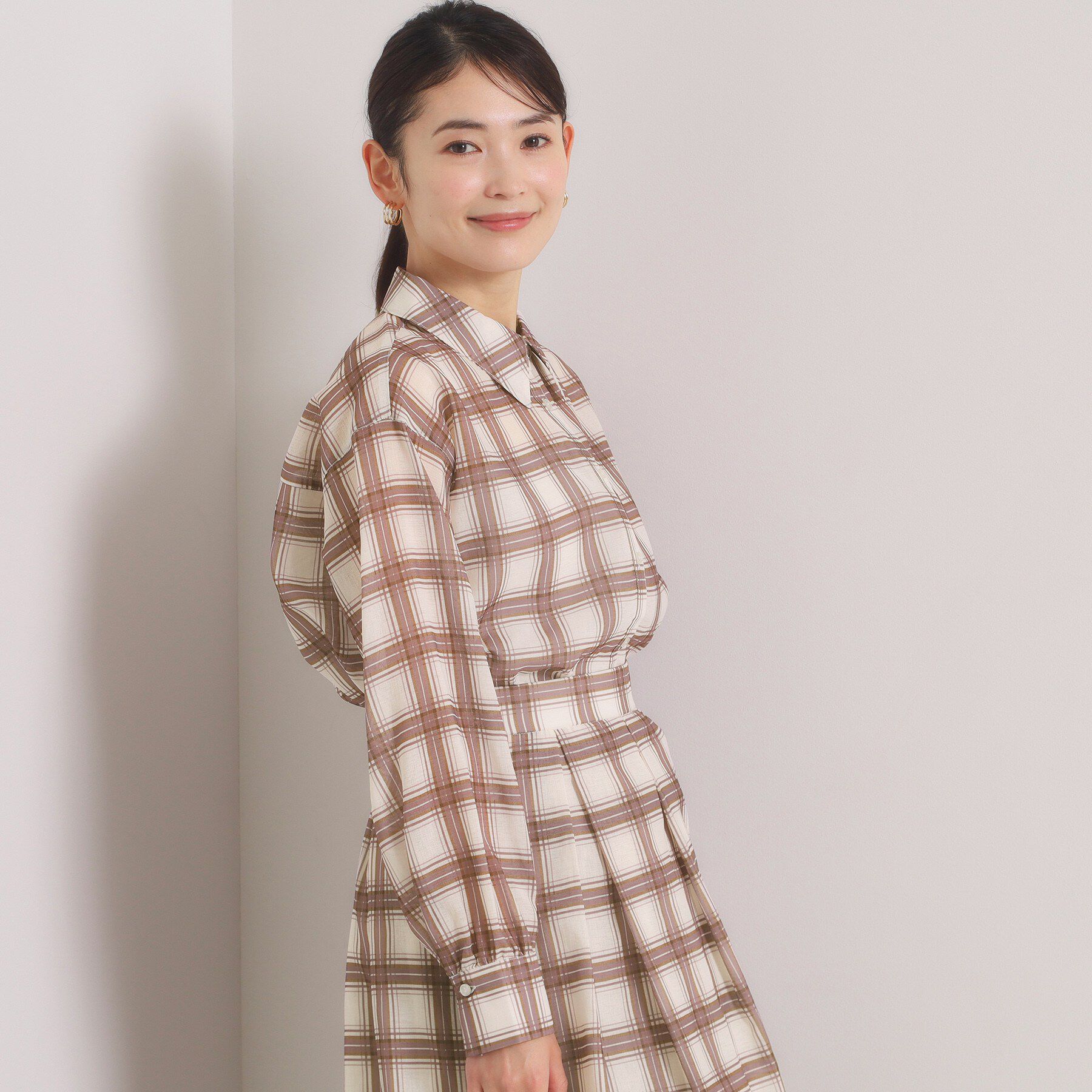 ITS&rsquo;DEMO「【セットアップ可／手洗い可】シアーチェックシャツ」|シャツ・ブラウス|