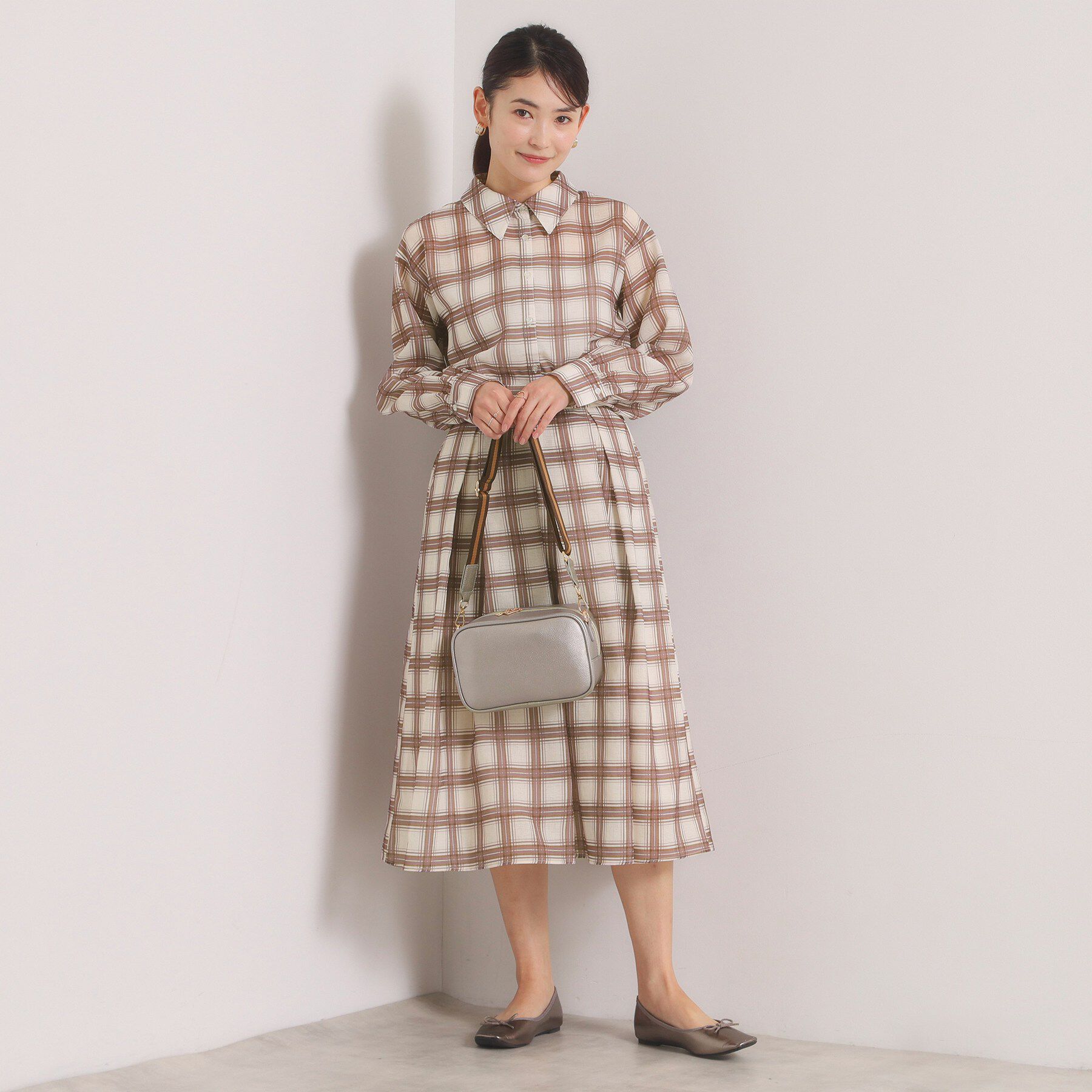 ITS&rsquo;DEMO「【セットアップ可／手洗い可】シアーチェックシャツ」|シャツ・ブラウス|