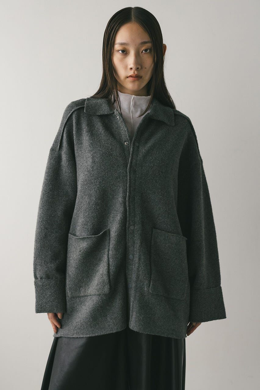 STYLEMIXER「ハイラインウールミックスニットシャツ」|カーディガン|C.GRY