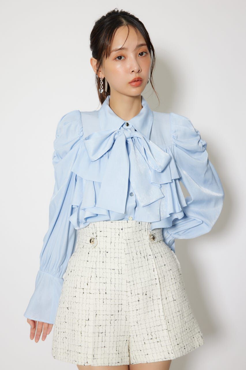 rienda「BIGリボンダンガリーパターンブラウス」|シャツ・ブラウス|