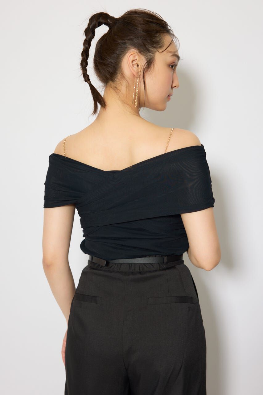 rienda「フロントクロスチュールカットトップス」|Tシャツ・カットソー|