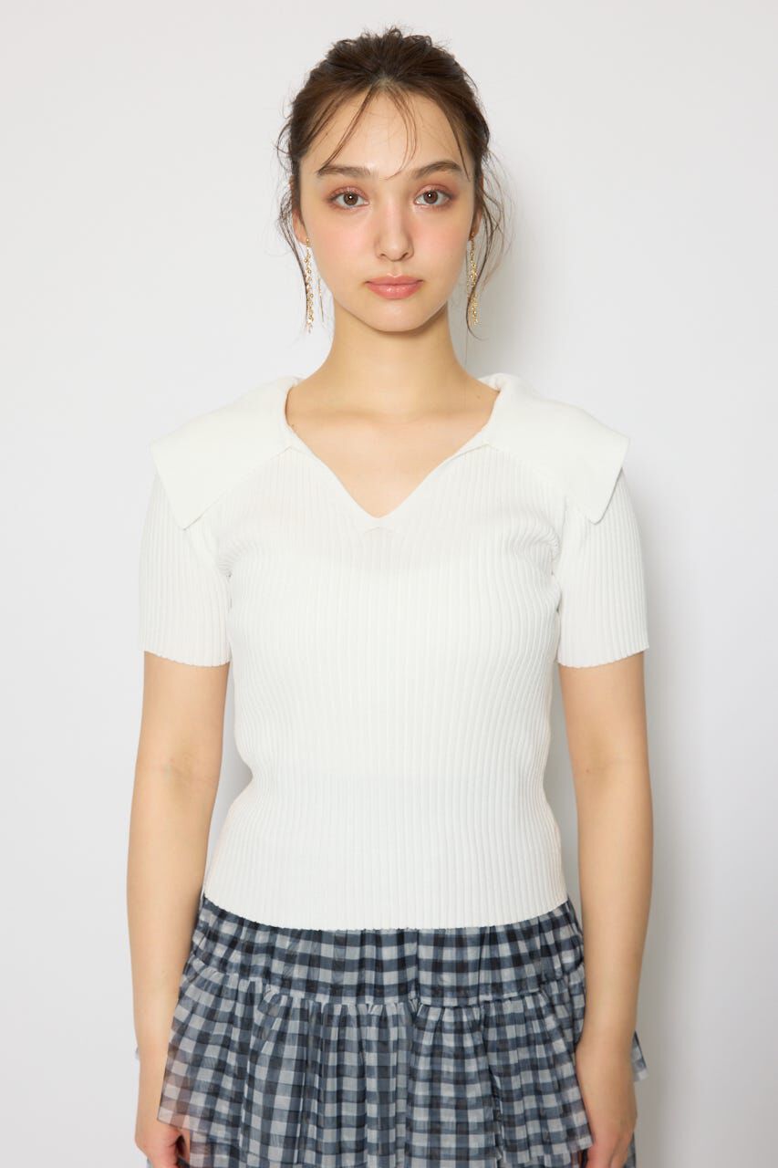 rienda「BIGカラーニットトップス」|ニット・セーター|