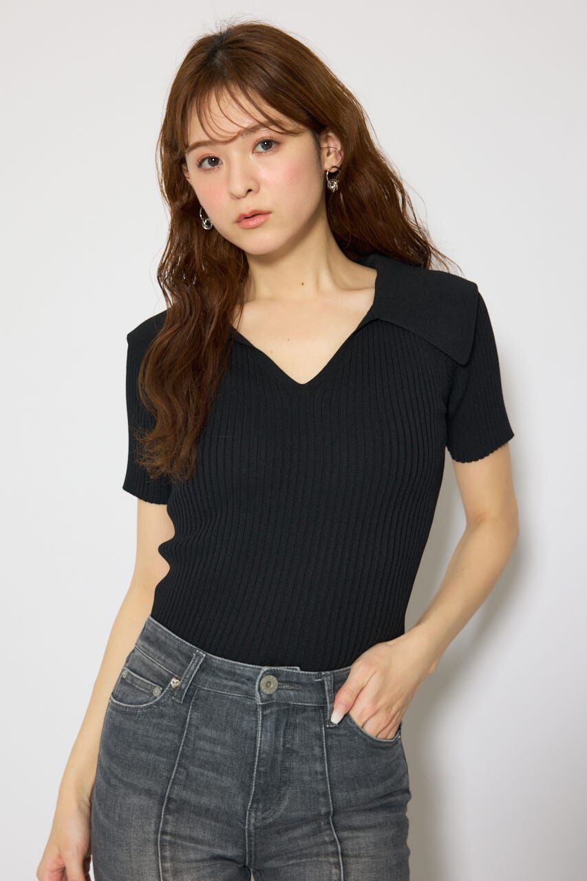 rienda「BIGカラーニットトップス」|ニット・セーター|