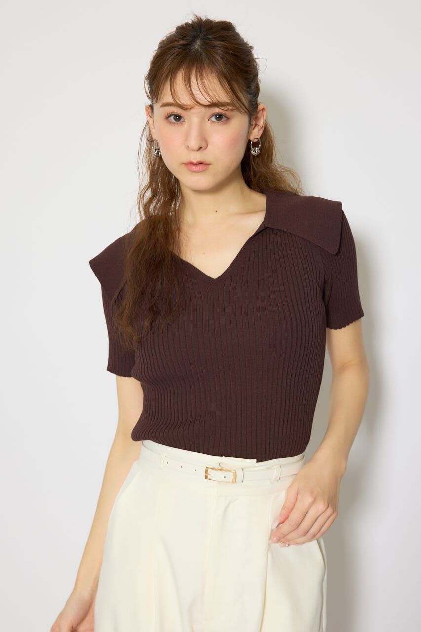 rienda「BIGカラーニットトップス」|ニット・セーター|