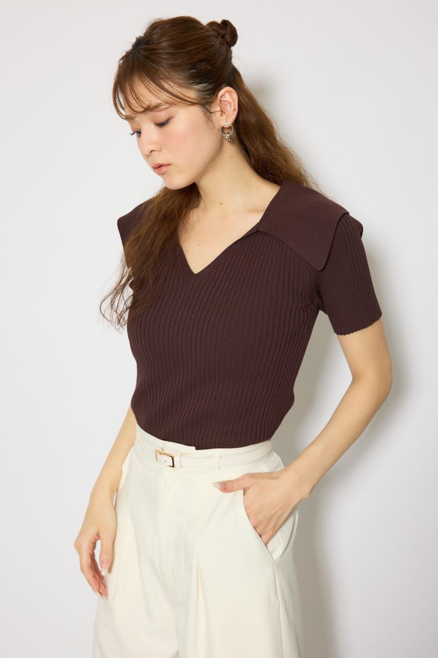 rienda「BIGカラーニットトップス」|ニット・セーター|