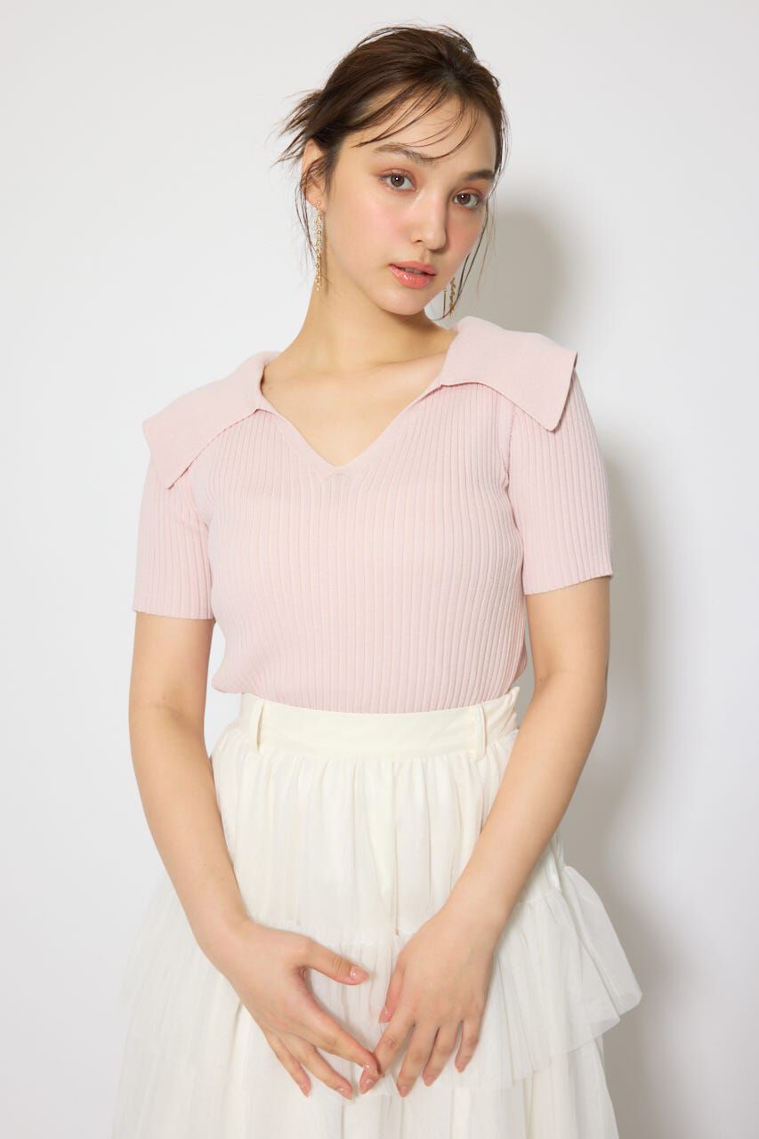 rienda「BIGカラーニットトップス」|ニット・セーター|